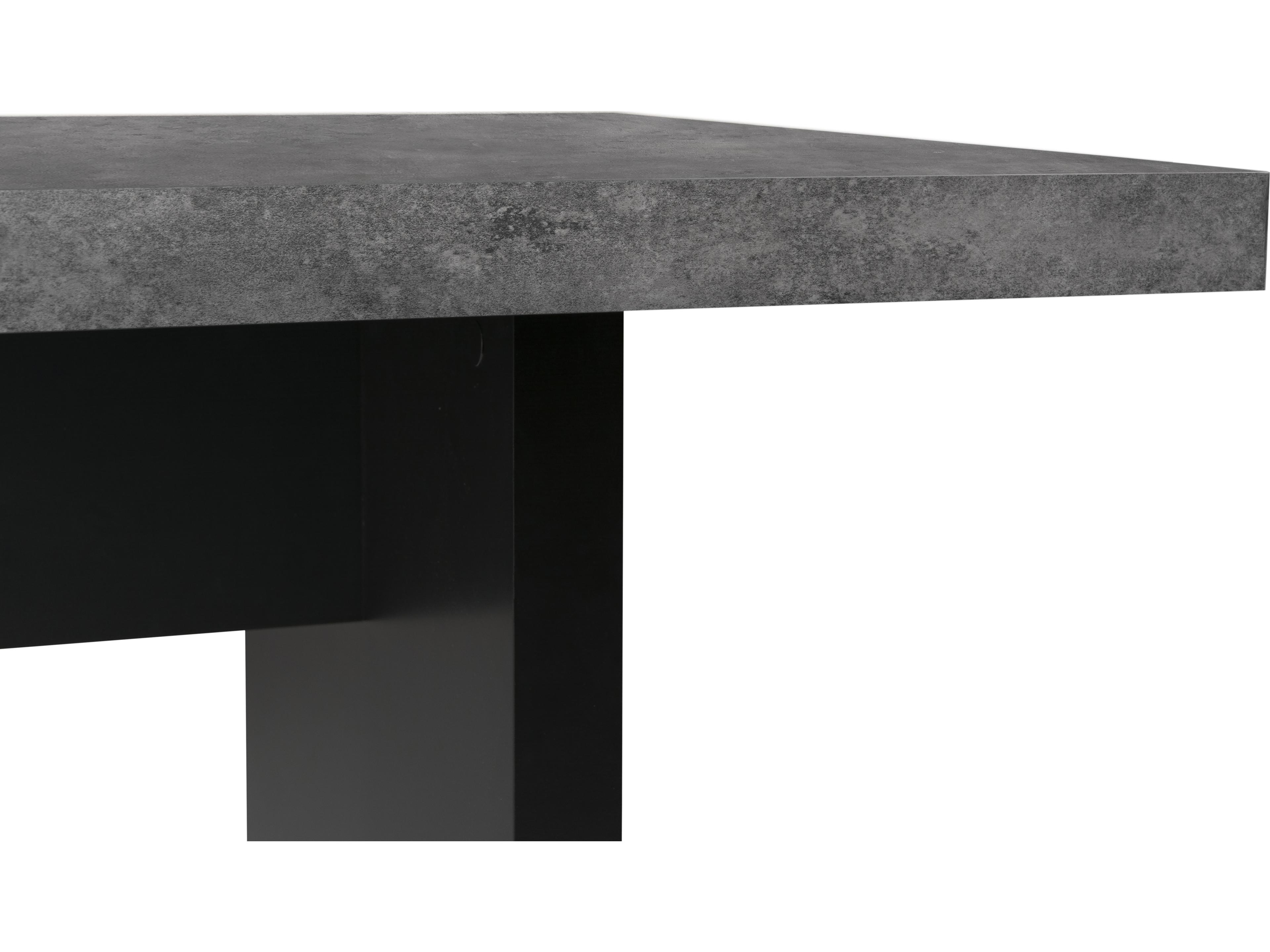 TemaHome Detroit Rectangular Faux Stone Concrete And Pure Black Dining Table