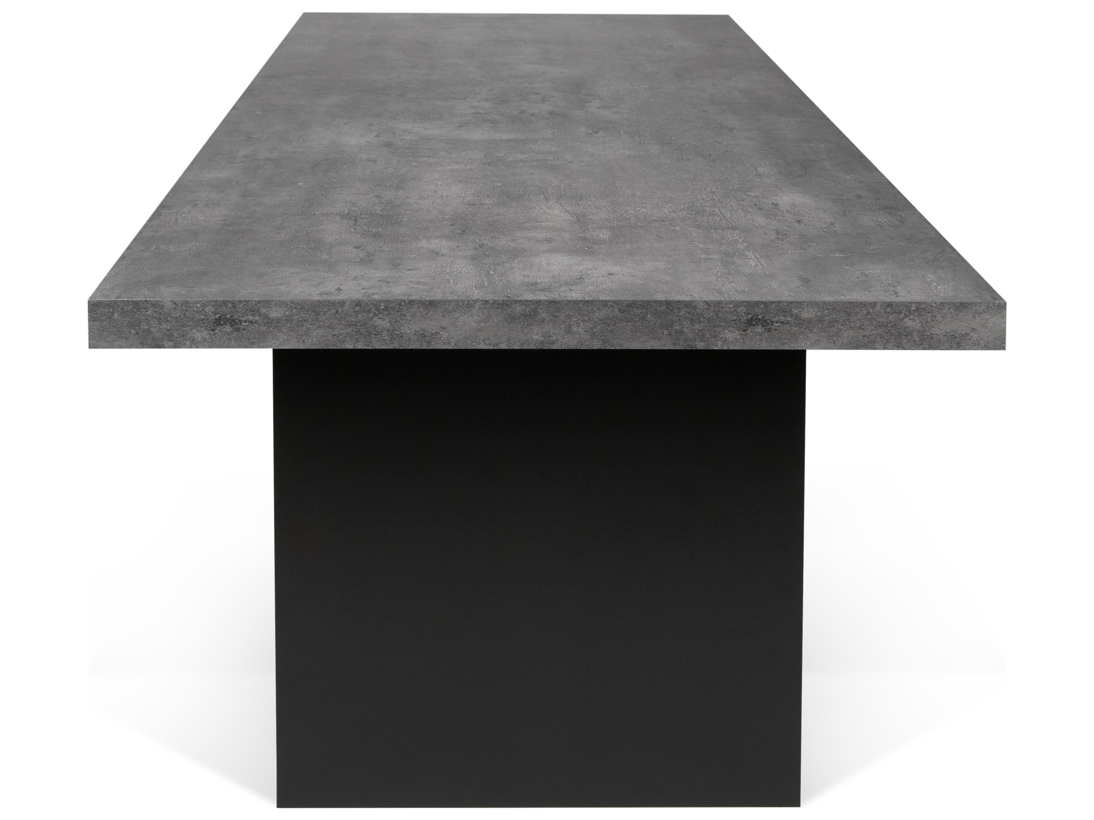 TemaHome Detroit Rectangular Faux Stone Concrete And Pure Black Dining Table