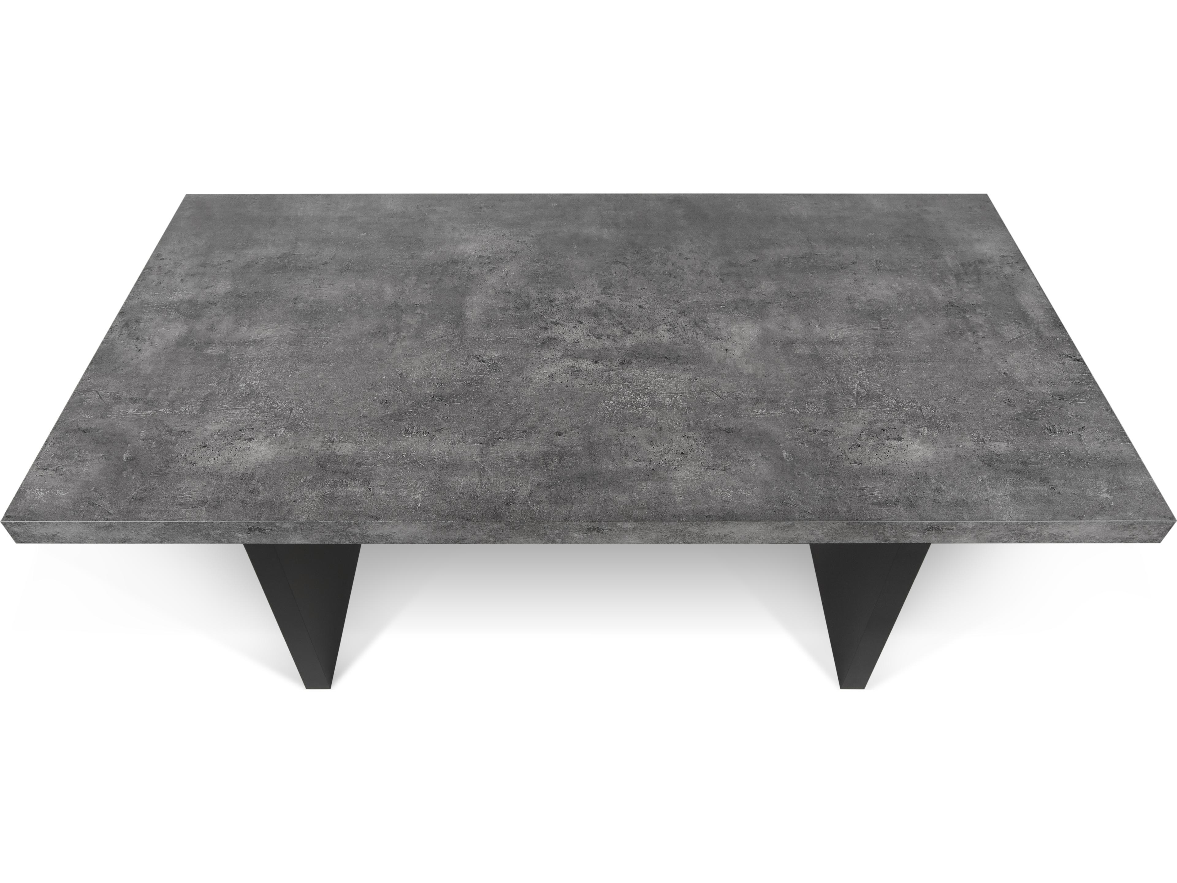 TemaHome Detroit Rectangular Faux Stone Concrete And Pure Black Dining Table