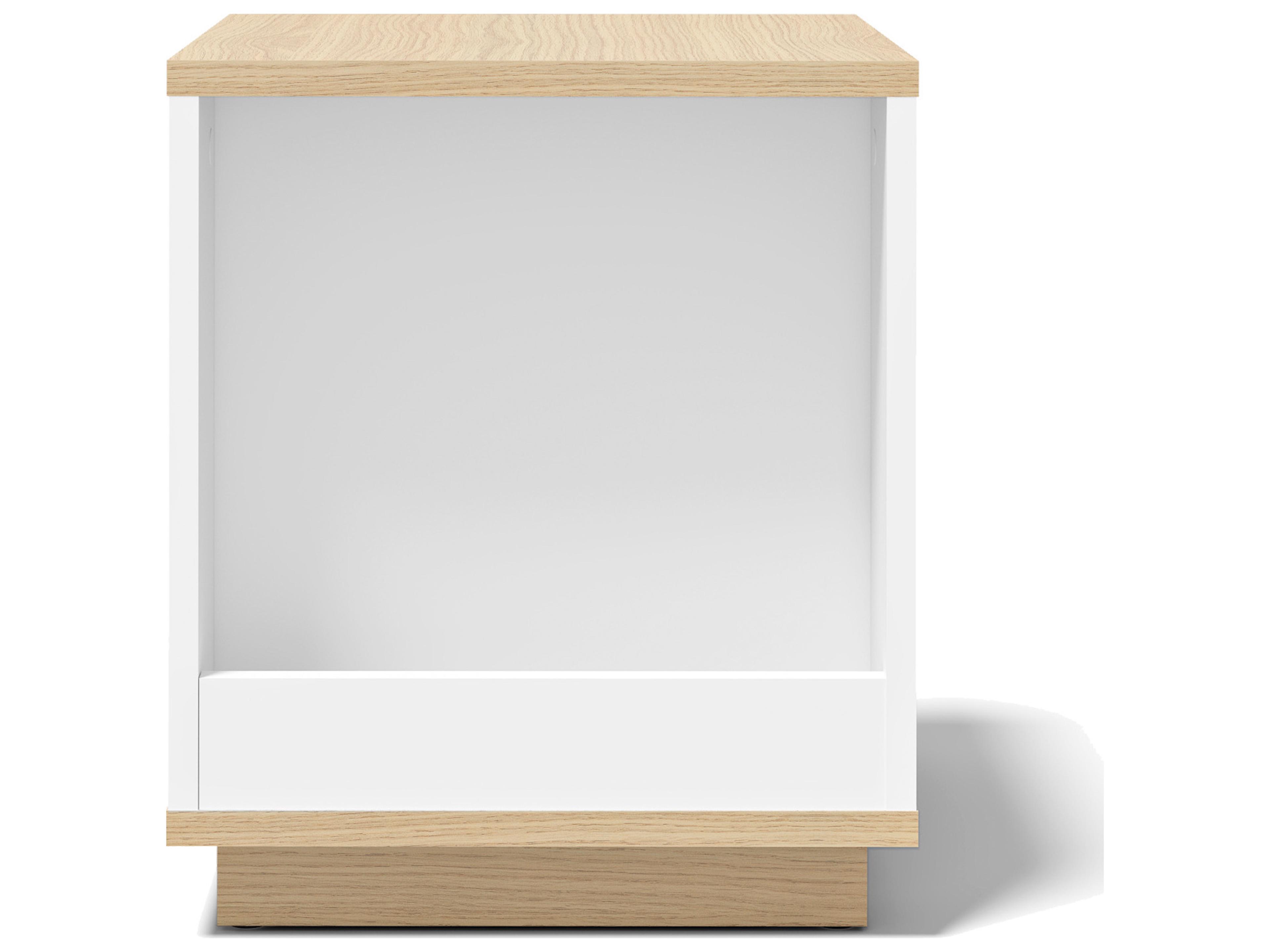 TemaHome Ella Square Wood Melamine Light Oak & Pure White End Table