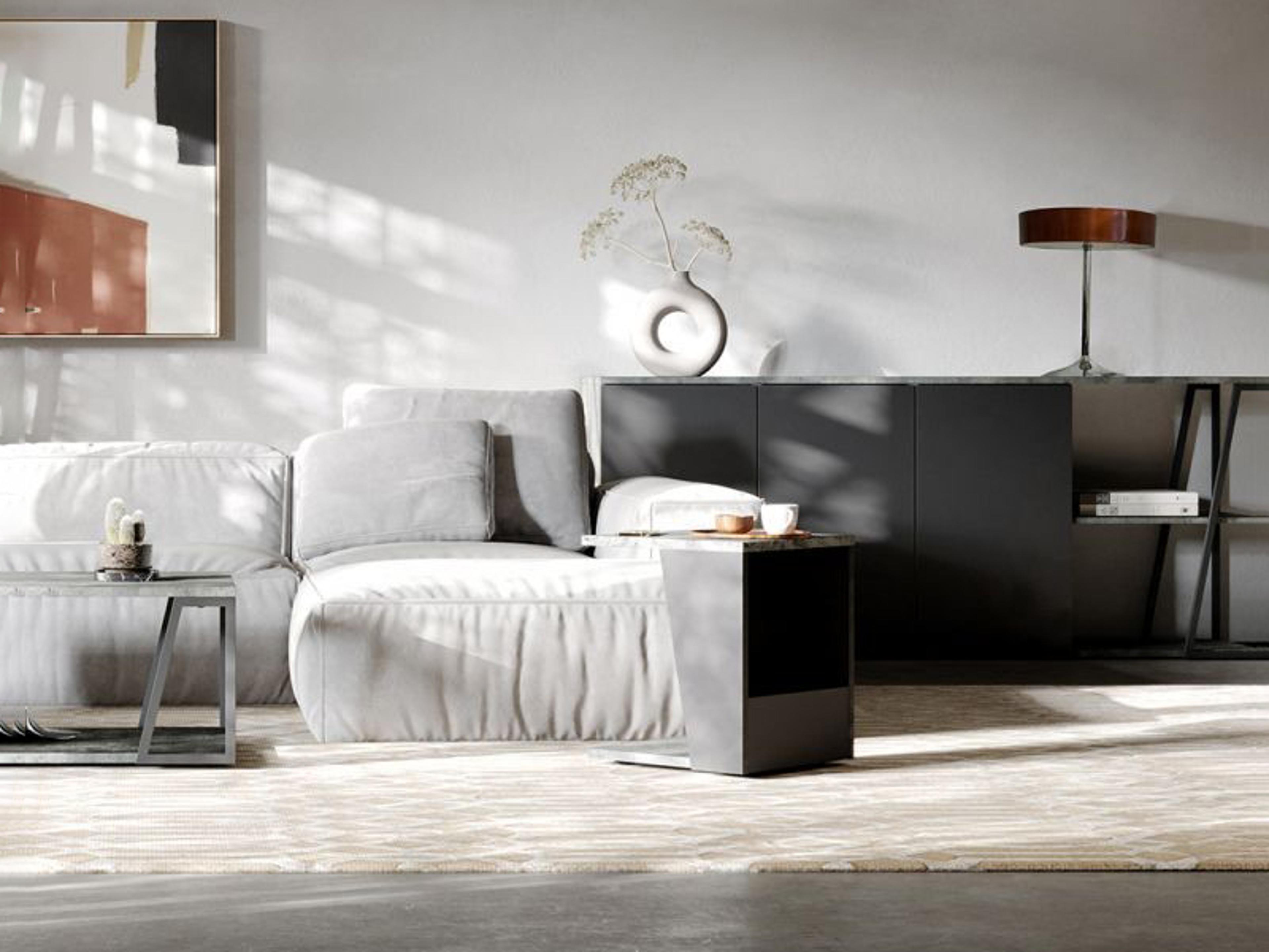 TemaHome Albi Rectangular Wood Concrete Look Black End Table