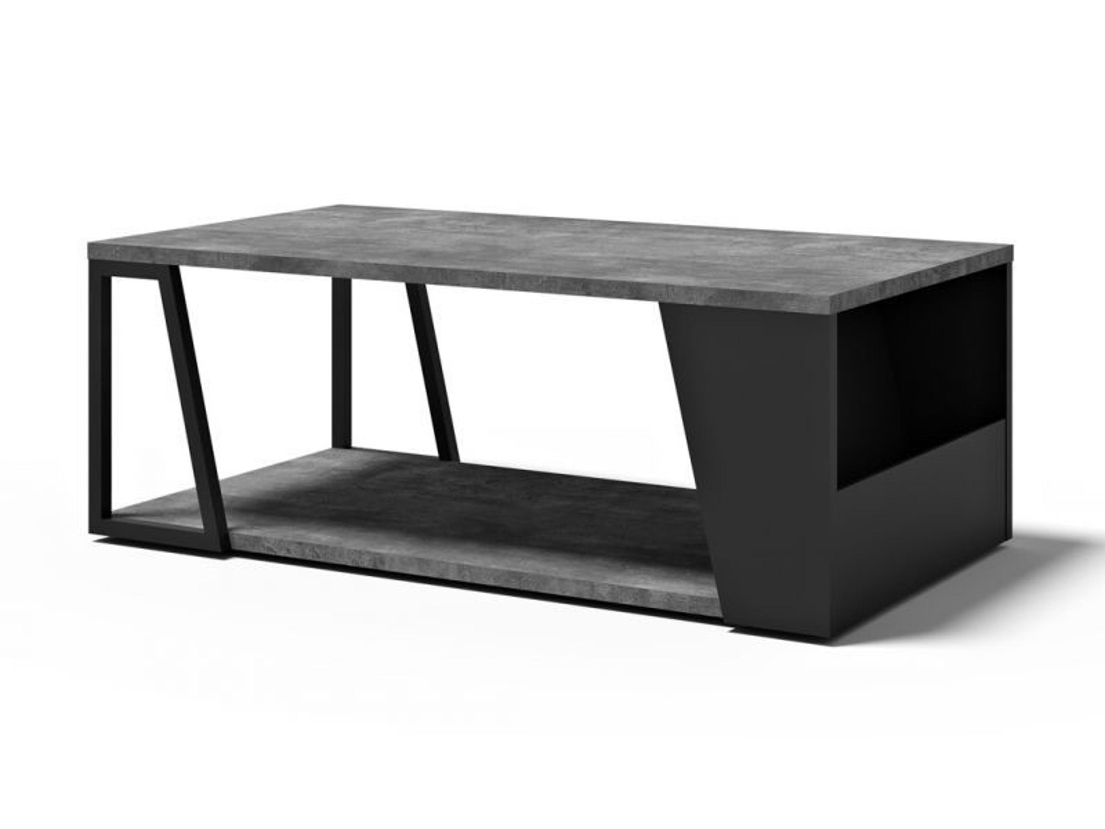 Albi Rectangular Wood Concrete Look Black Coffee Table