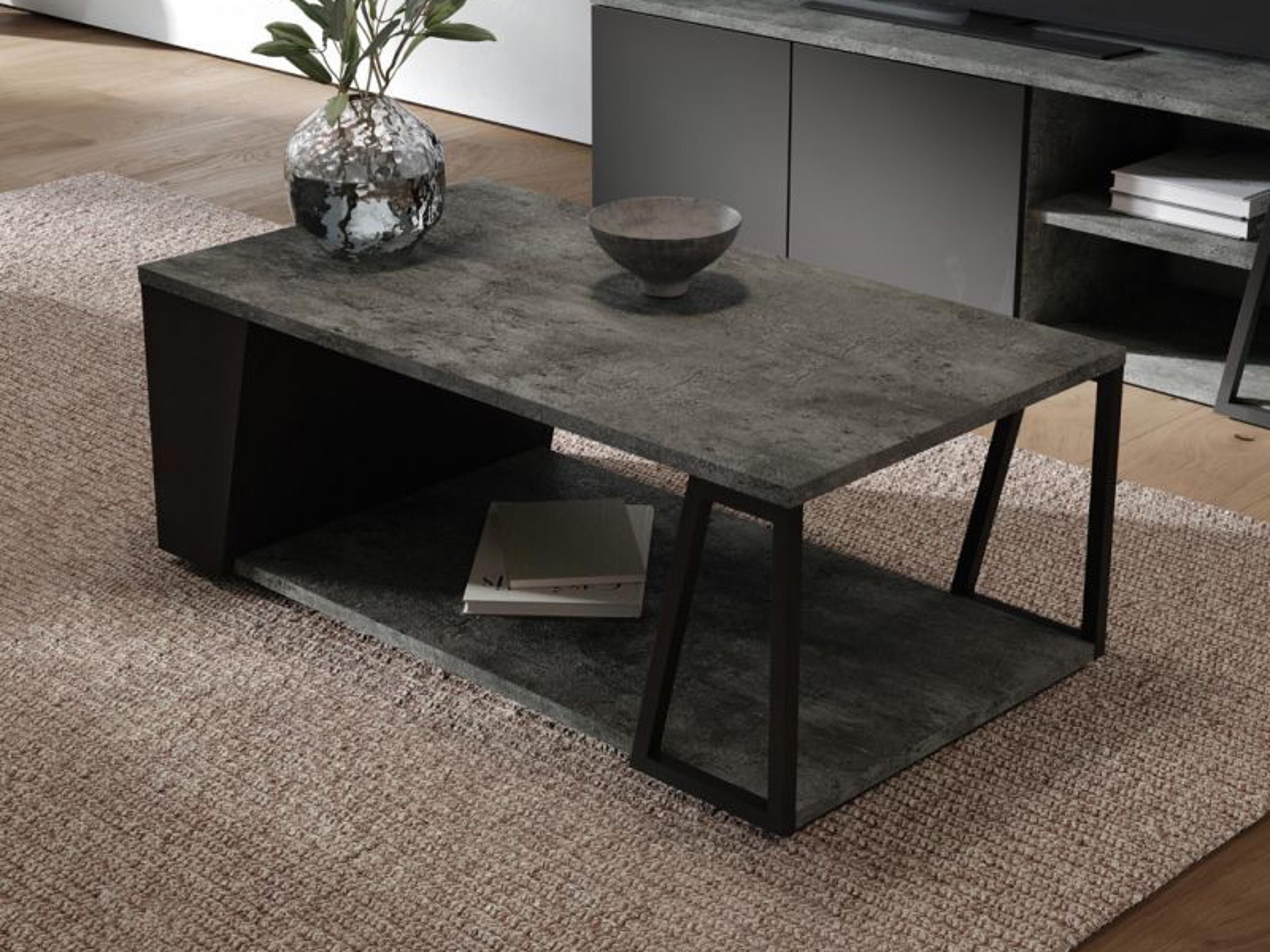 TemaHome Albi Rectangular Wood Concrete Look Black Coffee Table