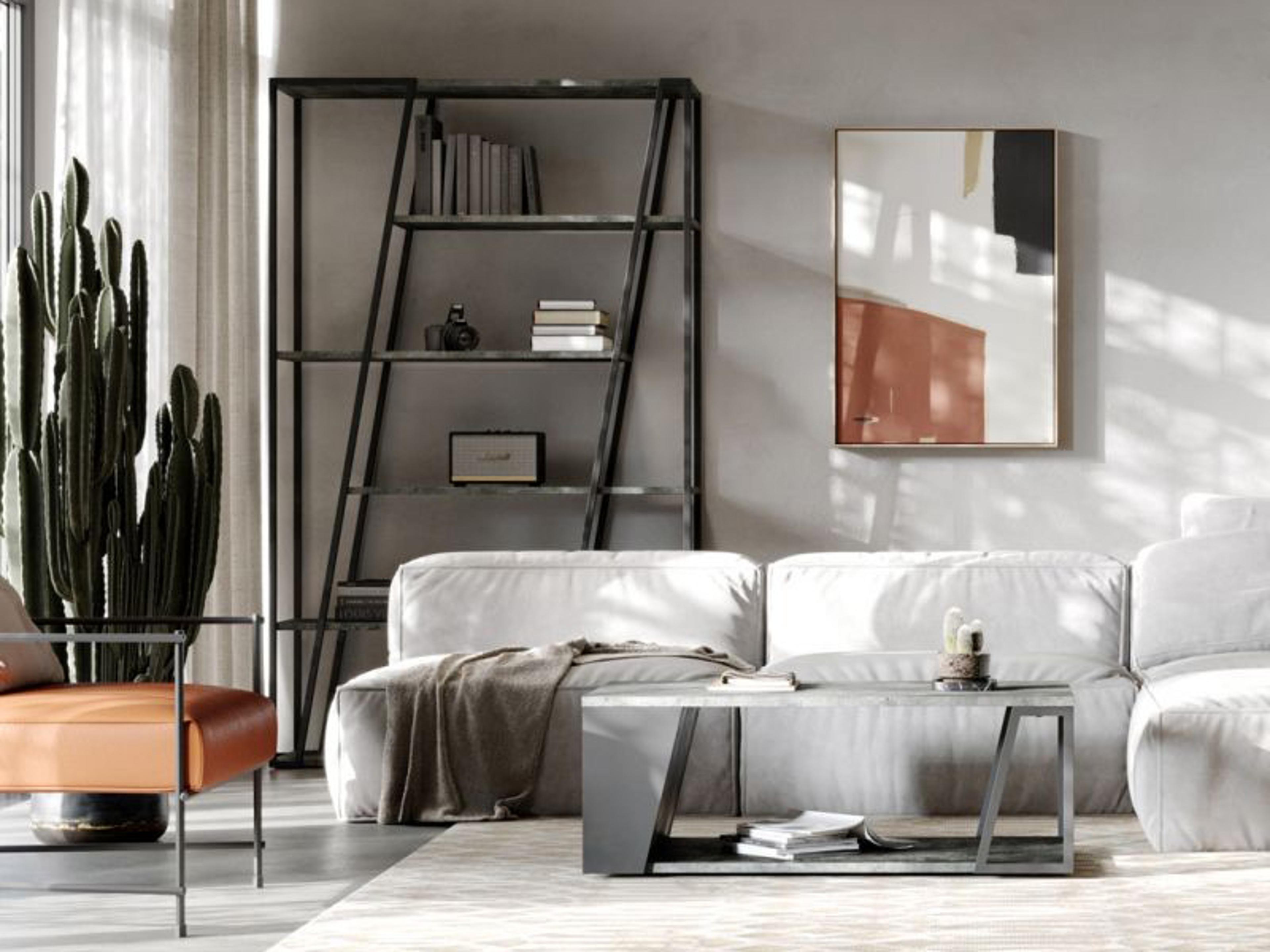 TemaHome Albi Rectangular Wood Concrete Look Black Coffee Table