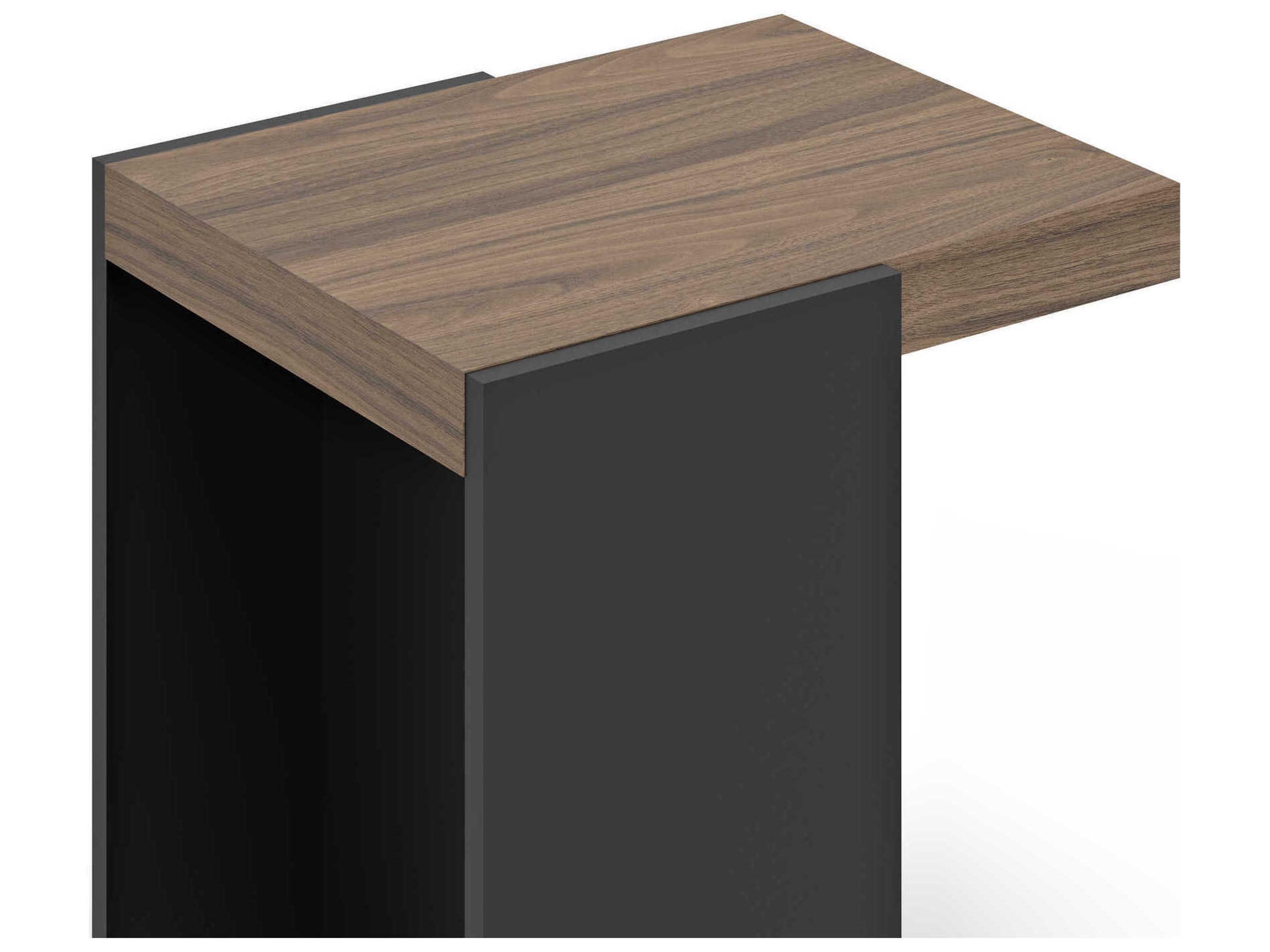 TemaHome Klaus Rectangular Wood Melamine Walnut & Pure Black End Table