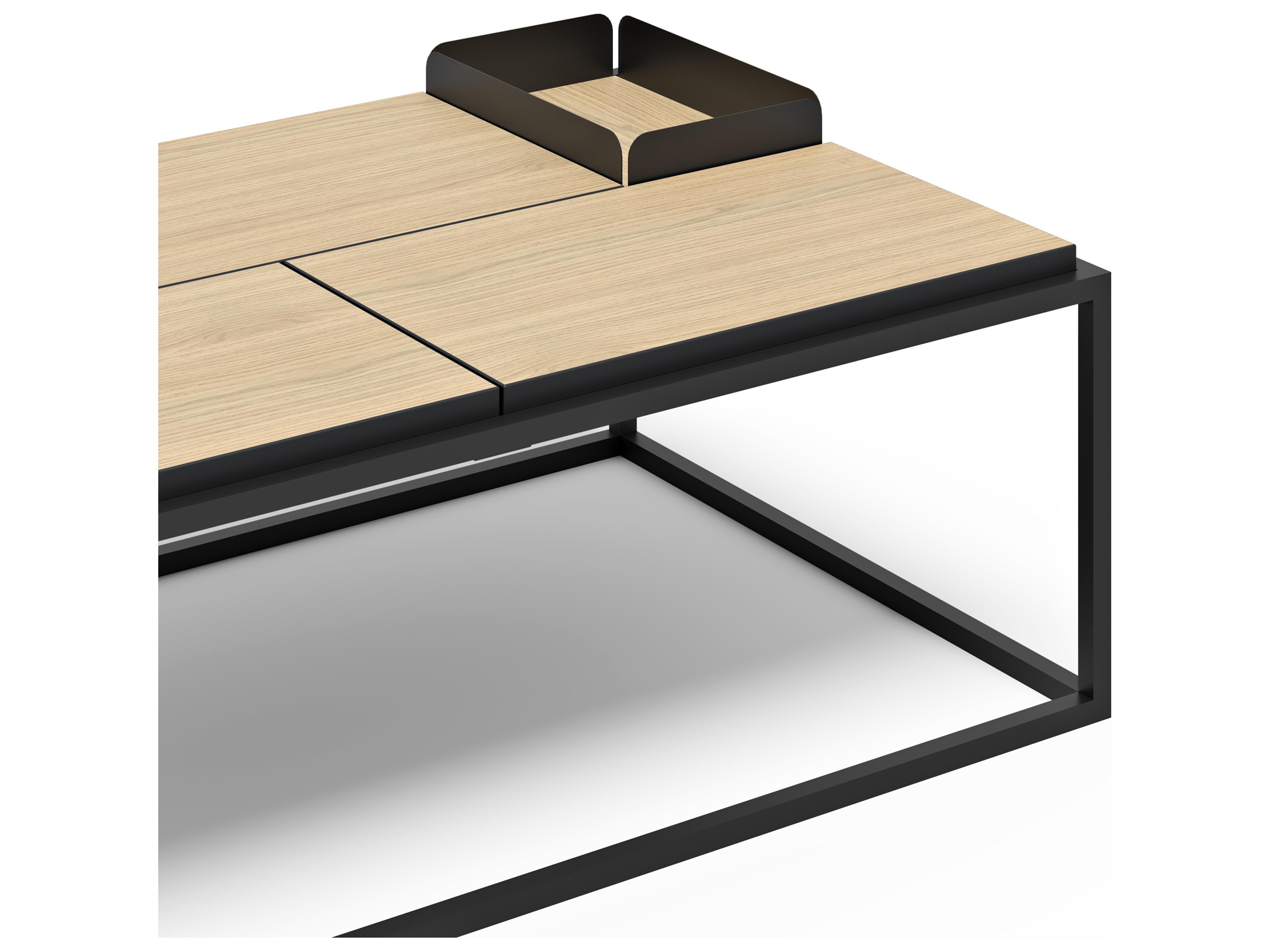 TemaHome Douro Rectangular Wood Melamine Light Oak & Pure Black Coffee Table