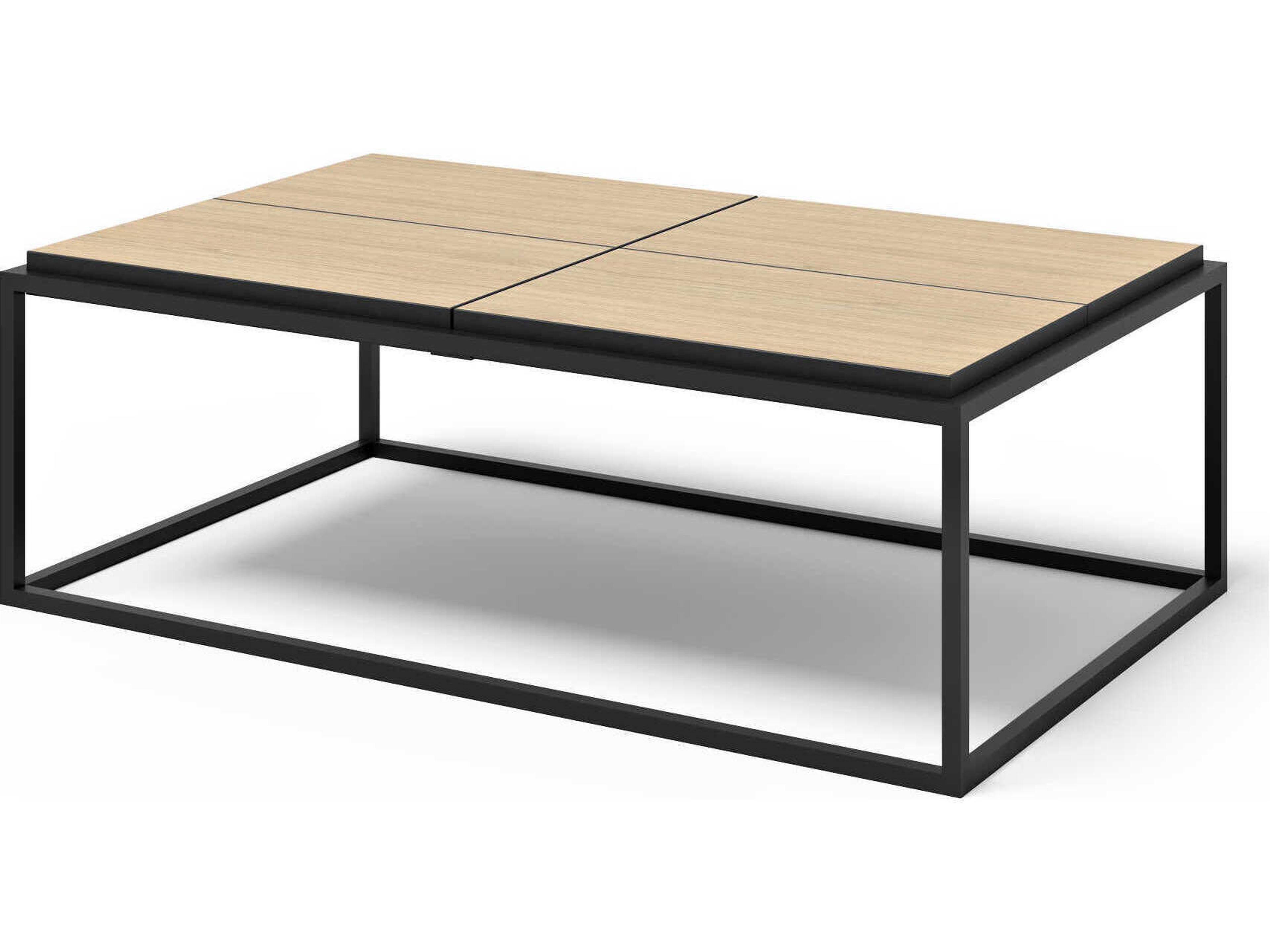 Douro Rectangular Wood Melamine Light Oak & Pure Black Coffee Table