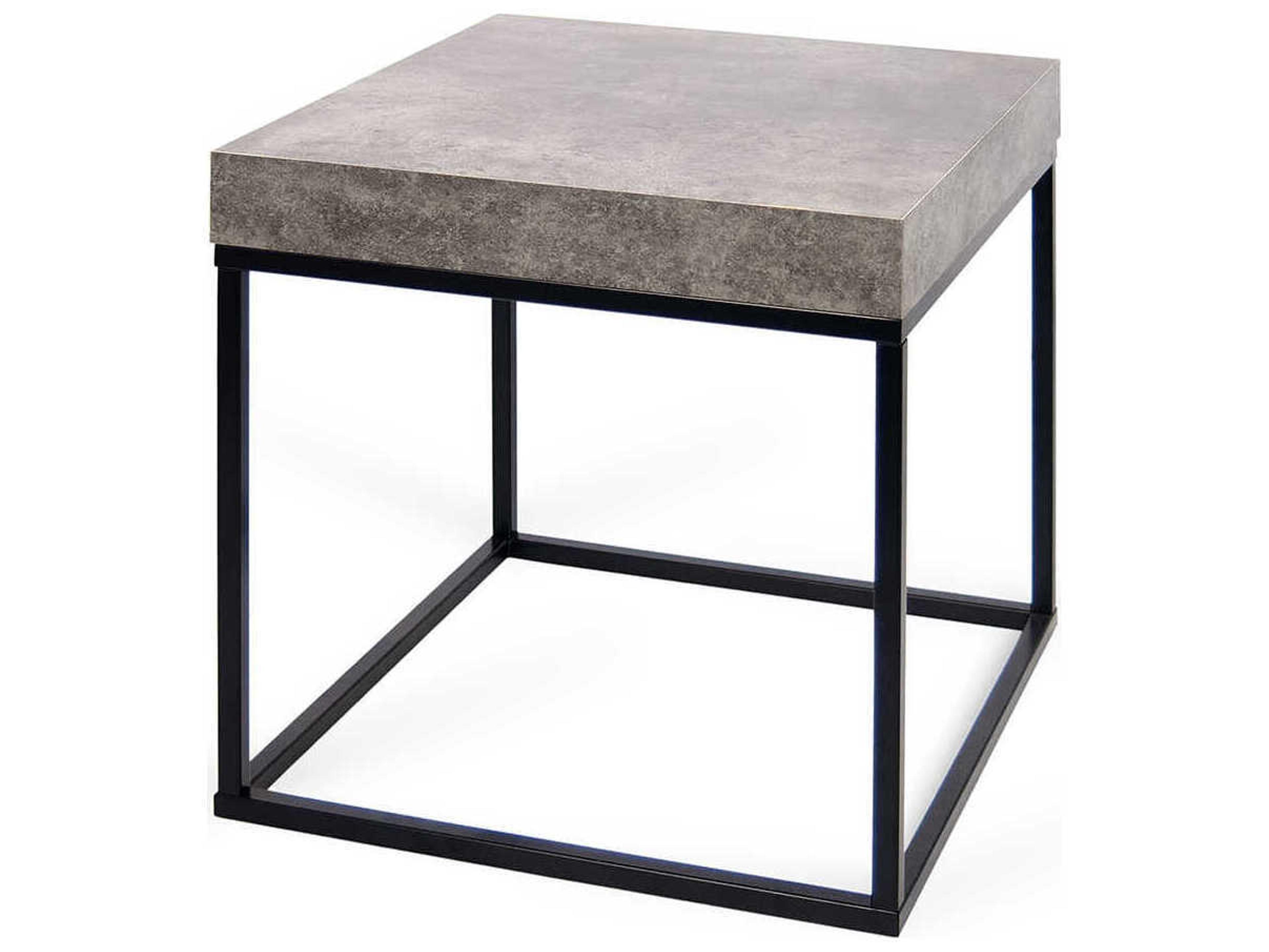 Petra Square Concrete Look & Black End Table