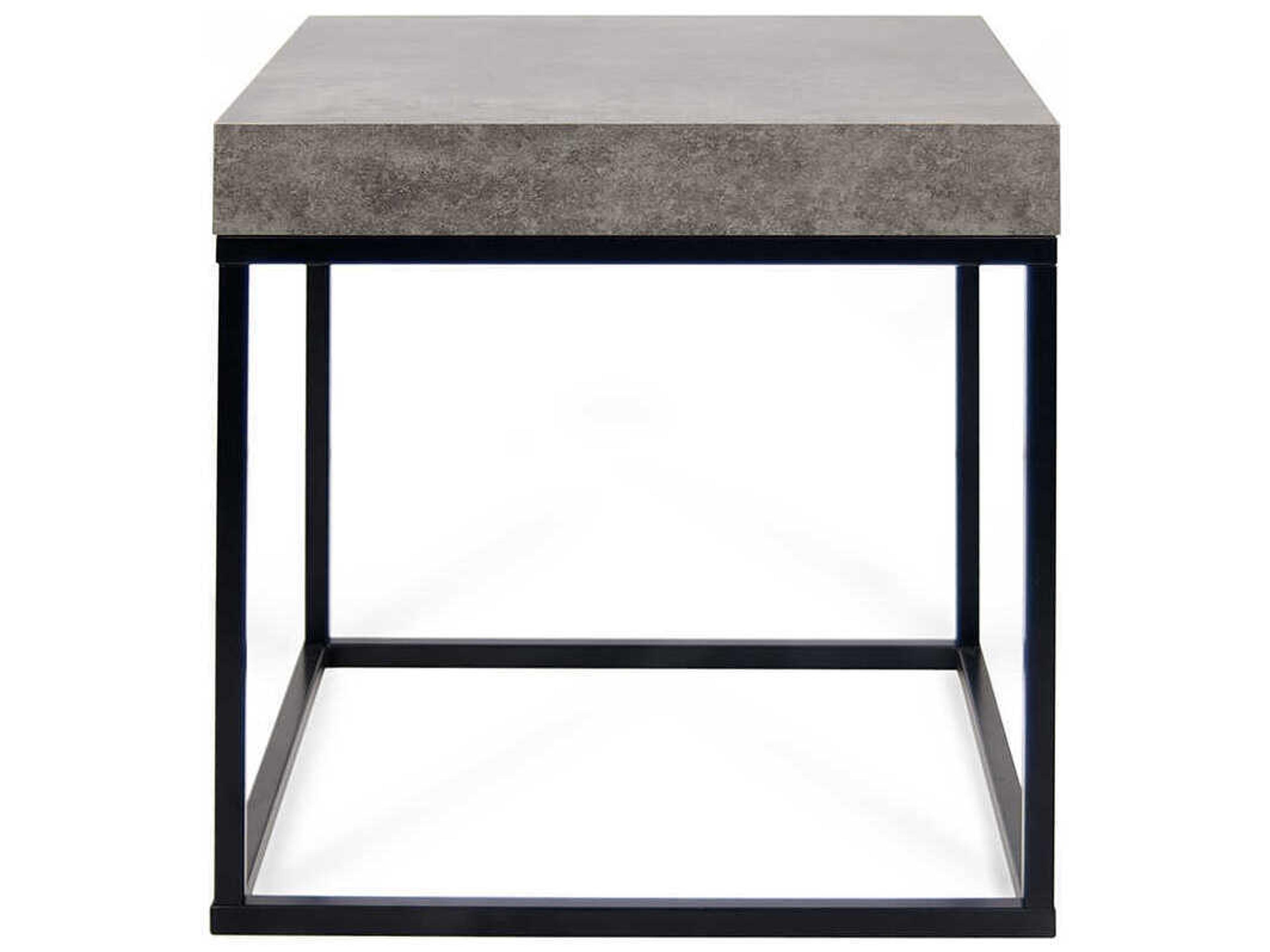 TemaHome Petra Square Concrete Look & Black End Table