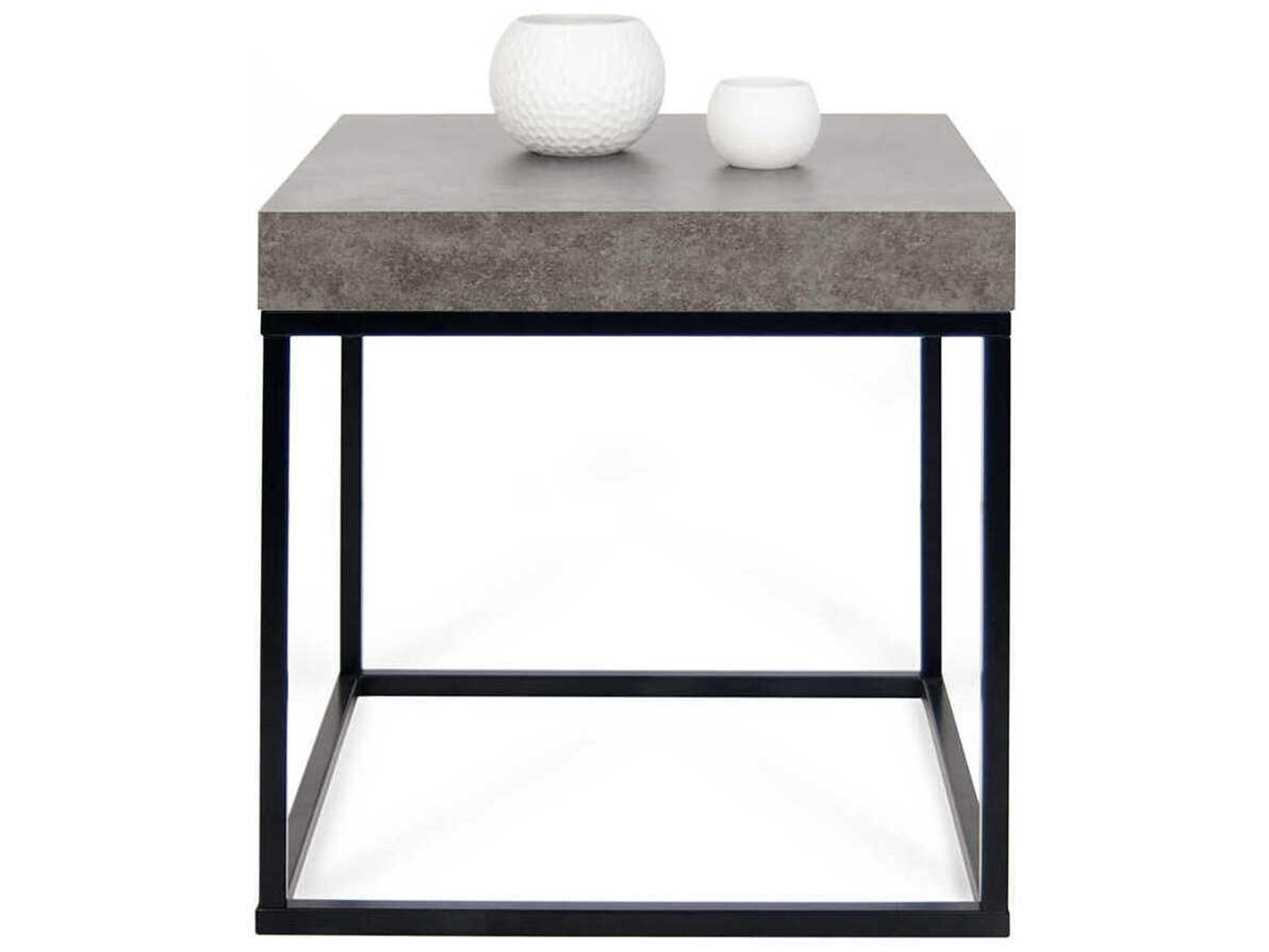 TemaHome Petra Square Concrete Look & Black End Table