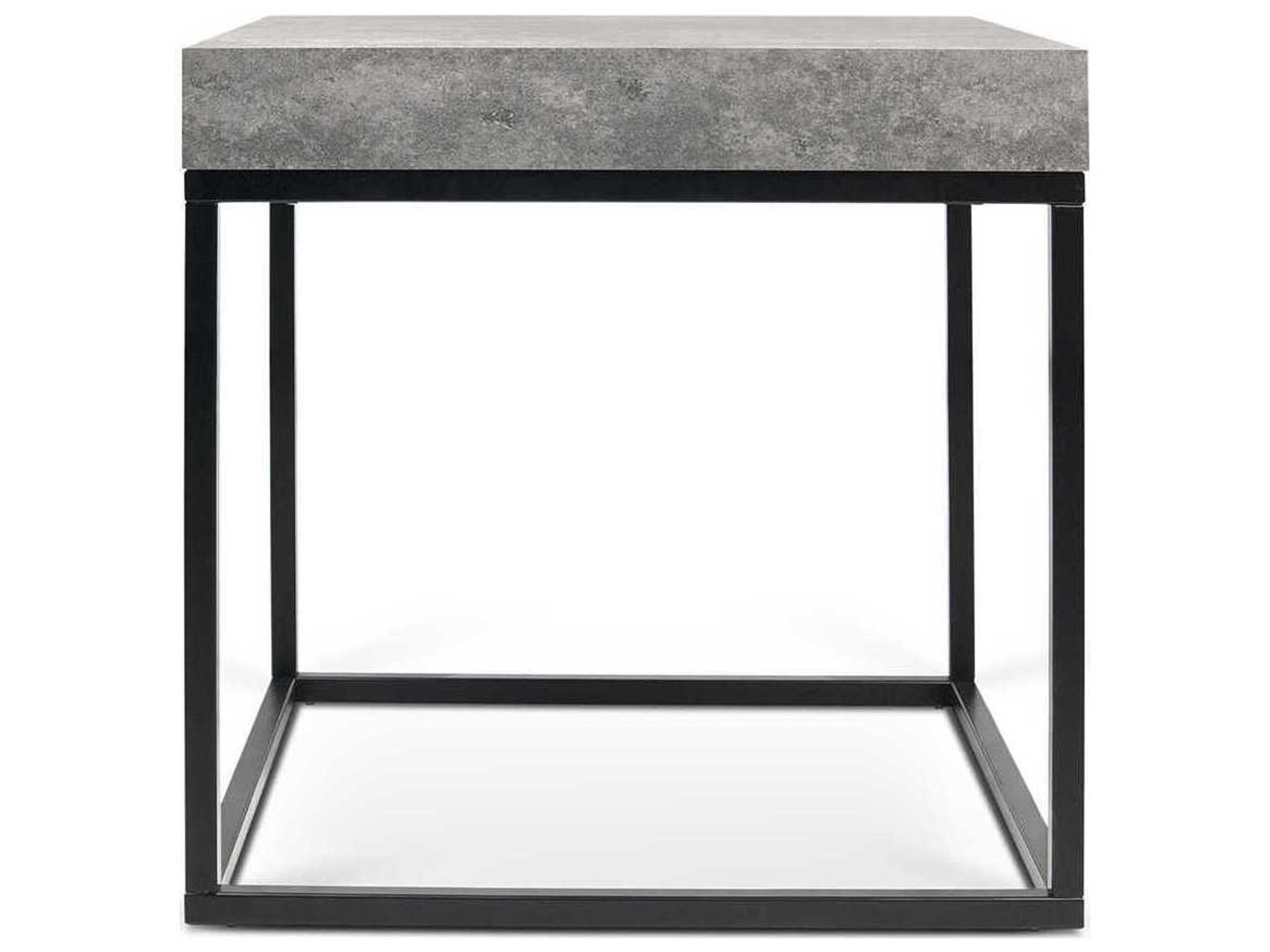 TemaHome Petra Square Concrete Look & Black End Table