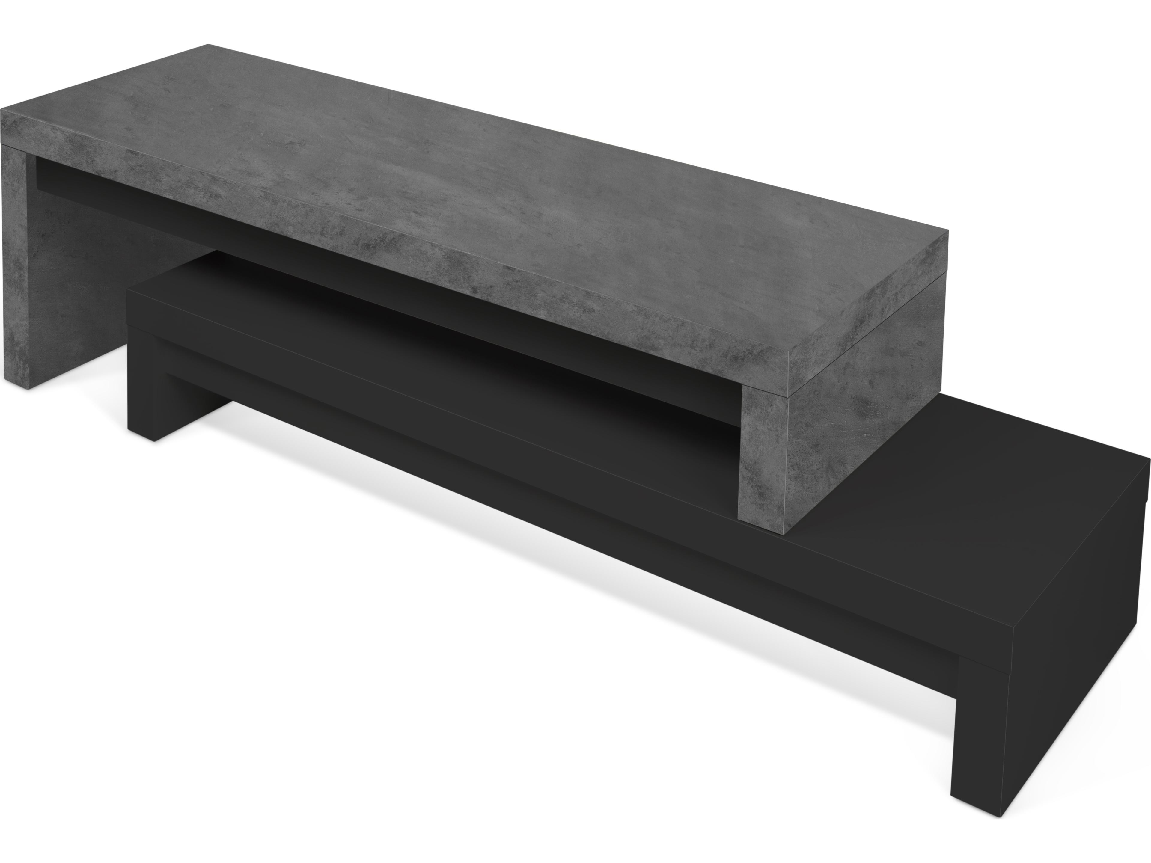 TemaHome Cliff 73" Concrete Look Pure Black Media Console