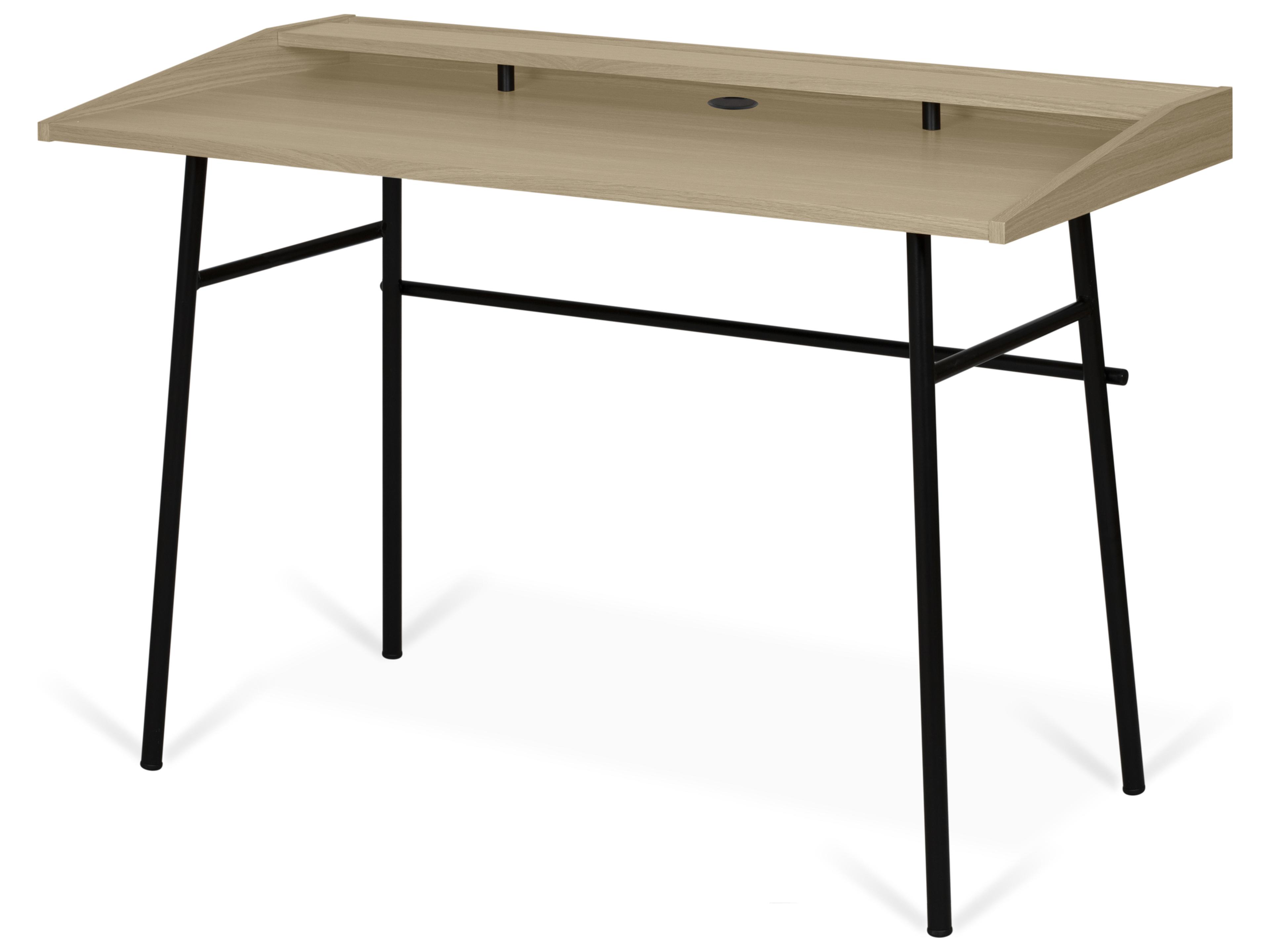 TemaHome Ply Light Oak Pure Black Wood Writing Desk
