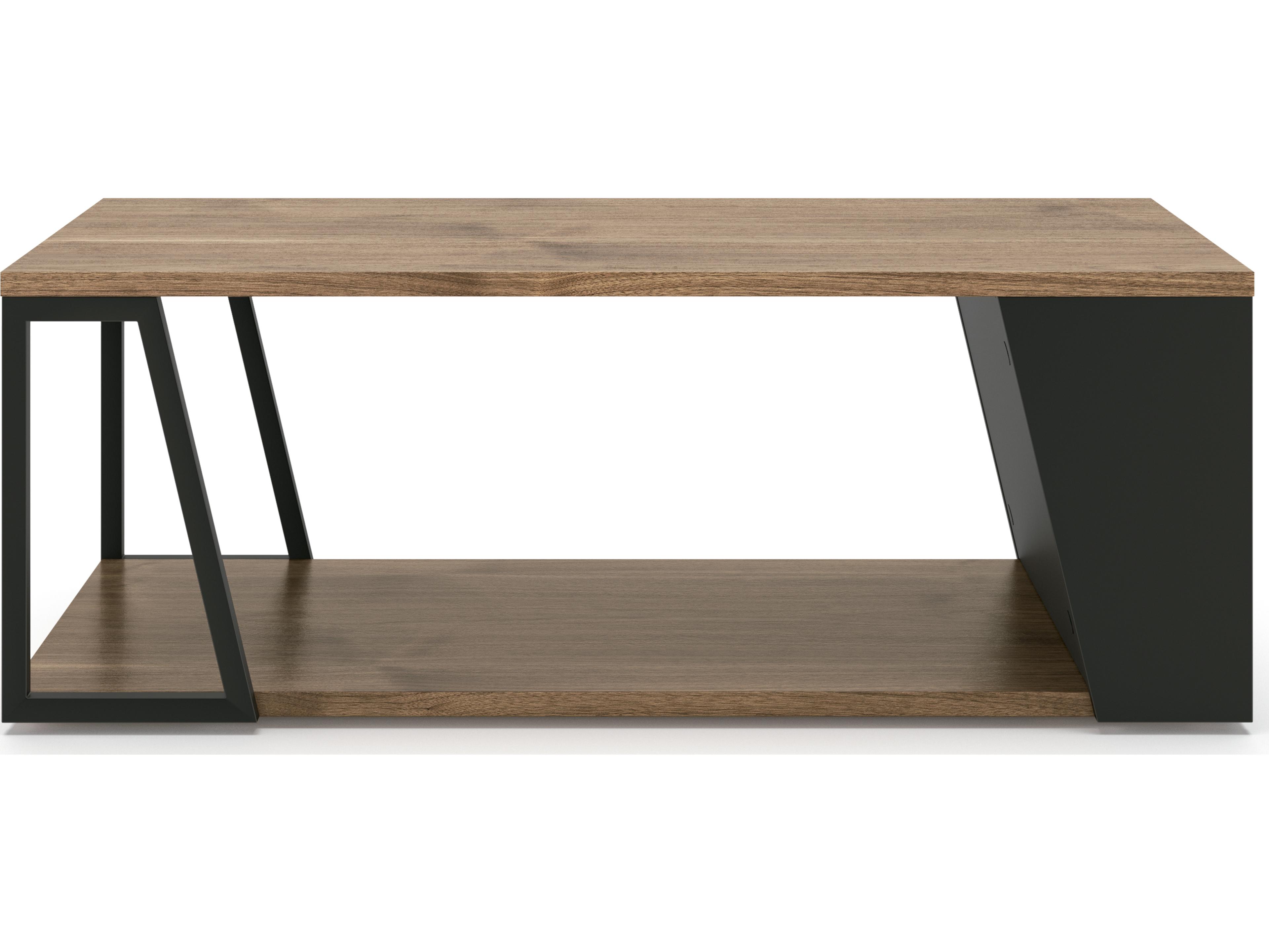 Albi Rectangular Wood Walnut Black Coffee Table