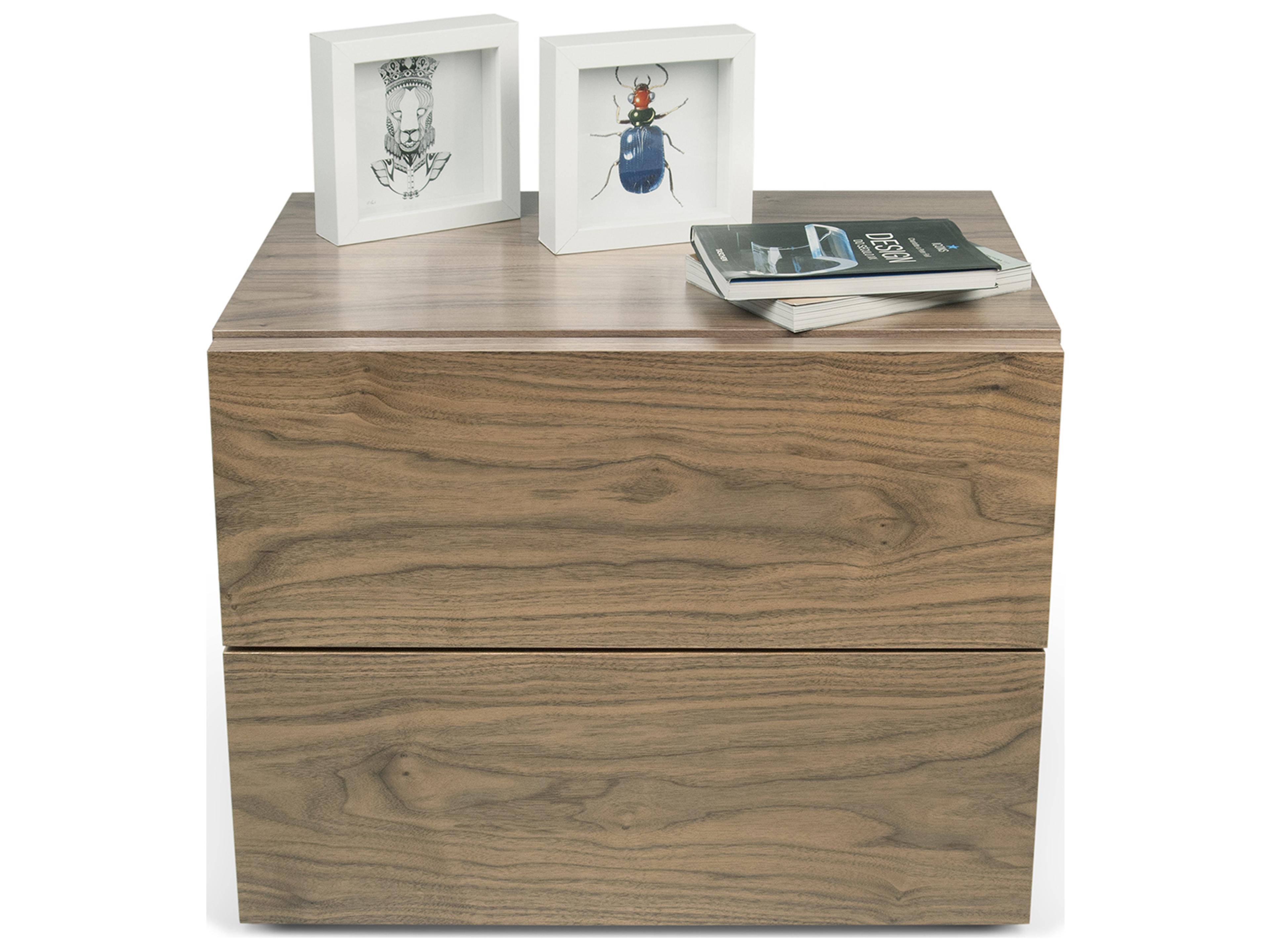 TemaHome Float 2-Drawers Brown Walnut Wood Nightstand