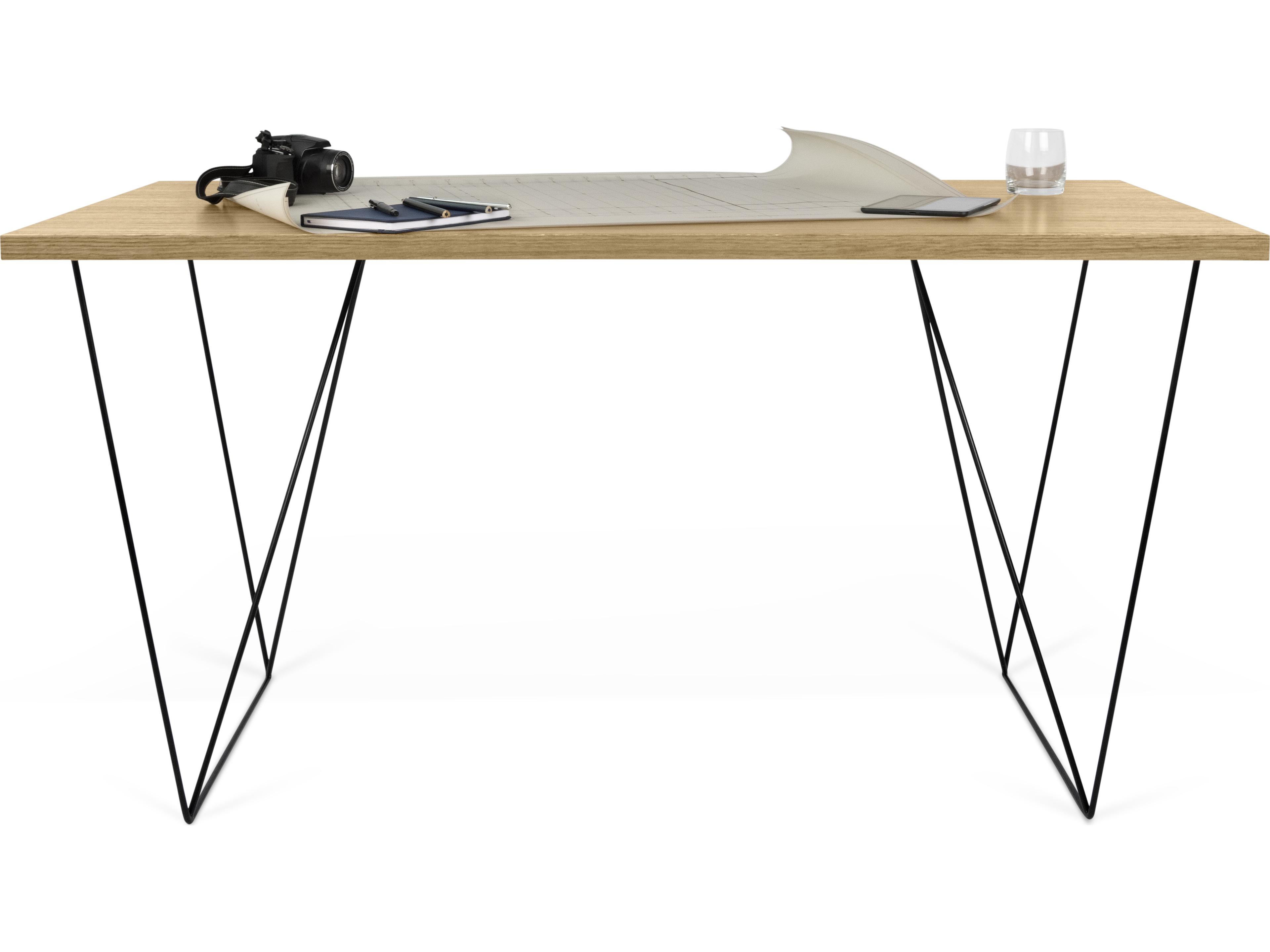 TemaHome Flow Oak Black Lacquered Steel Wood Computer Desk