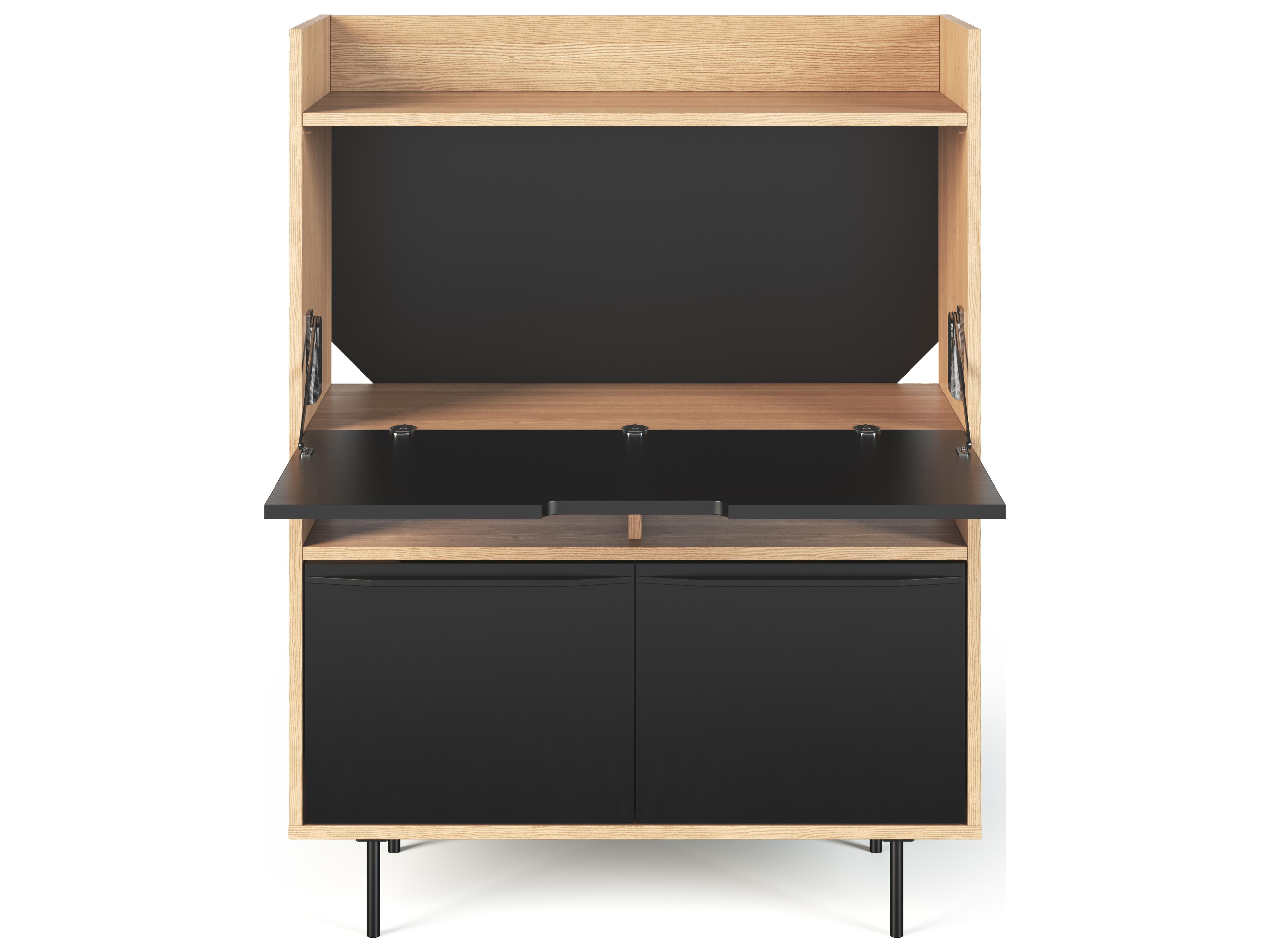 TemaHome Lime Oak Pure Black Wood Armoire Desk