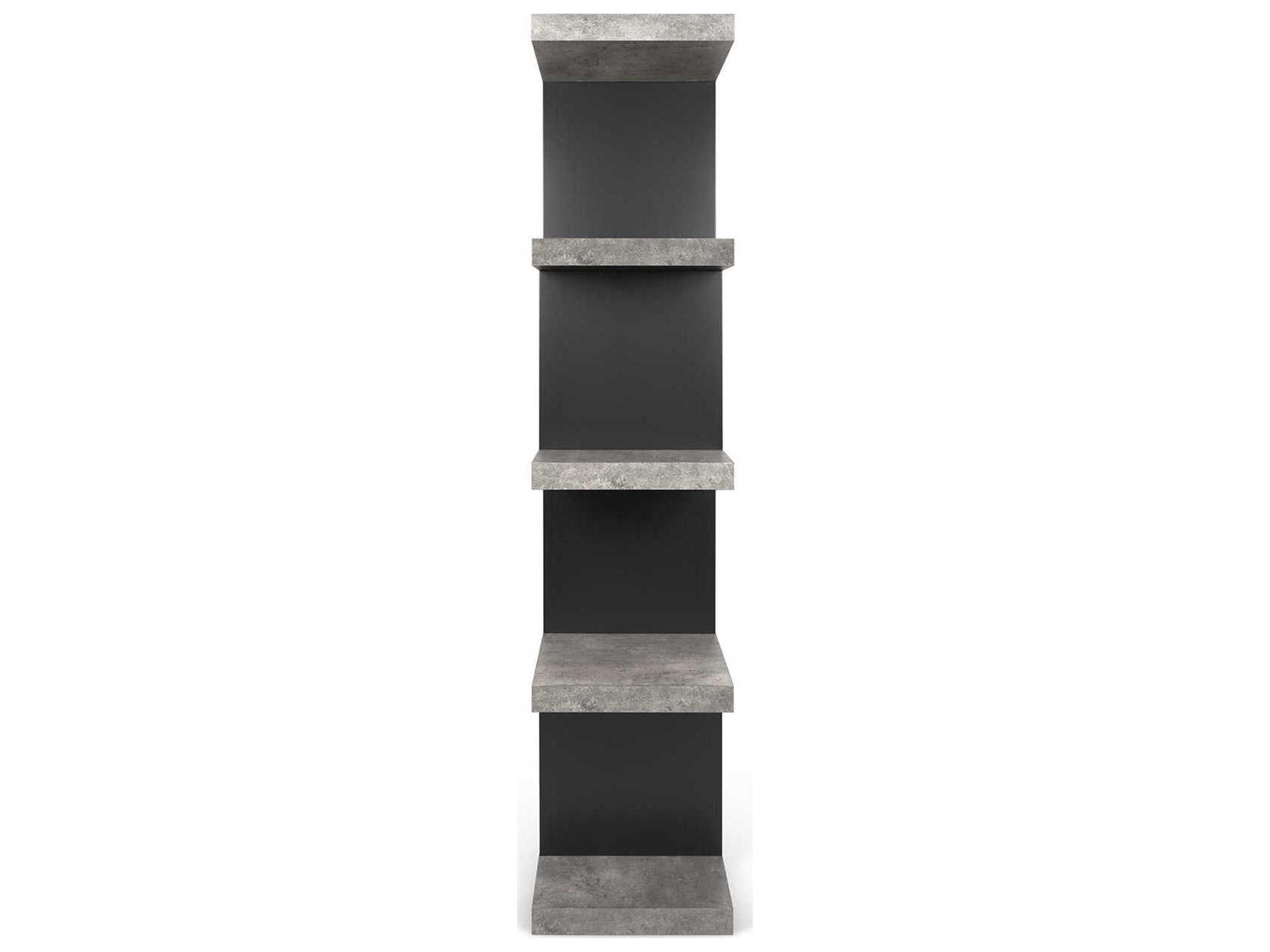 TemaHome Step Concrete Look Pure Black Bookcase