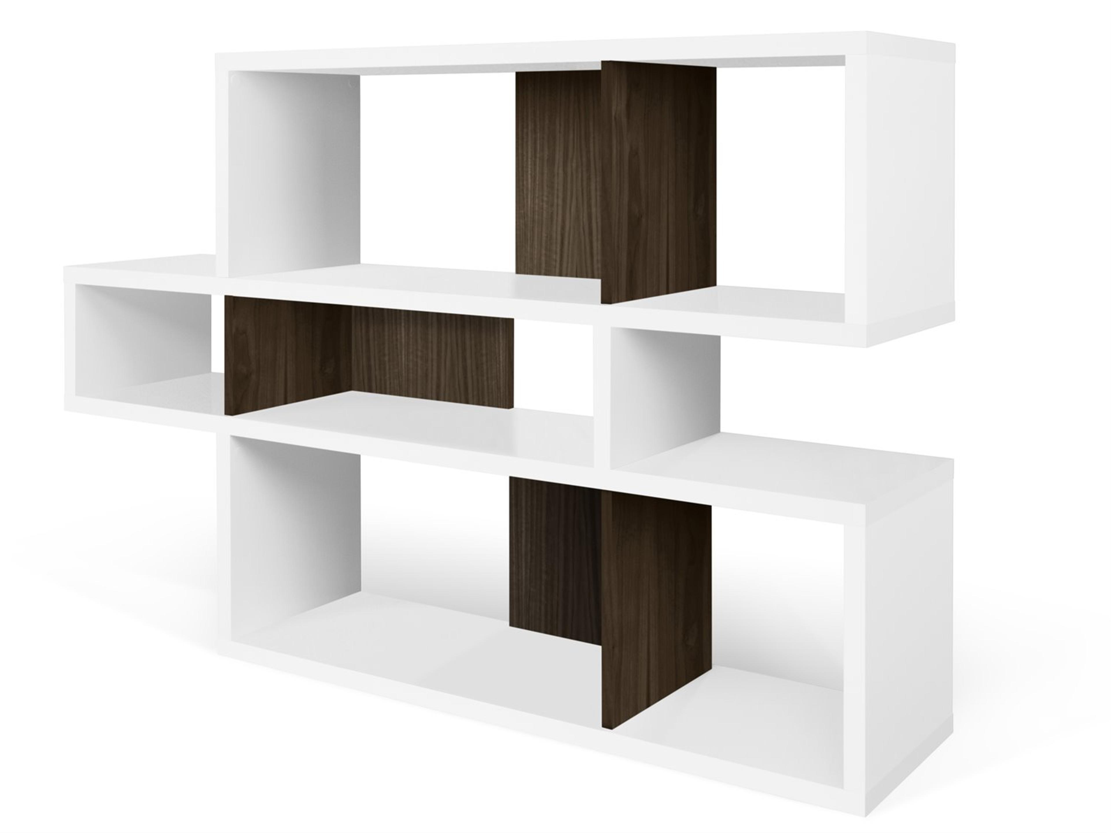London Pure White Frame Walnut Backs Bookcase