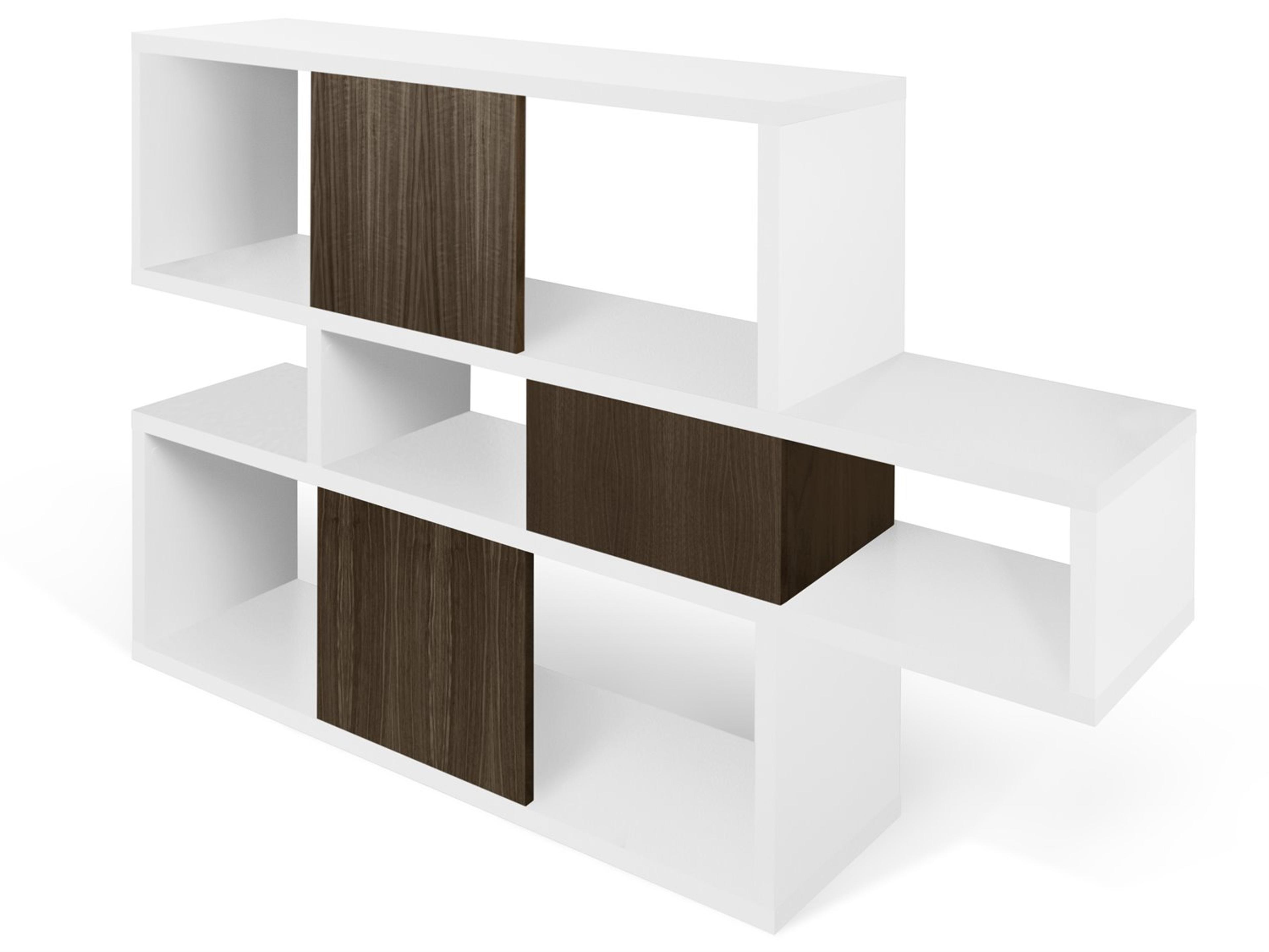 TemaHome London Pure White Frame Walnut Backs Bookcase