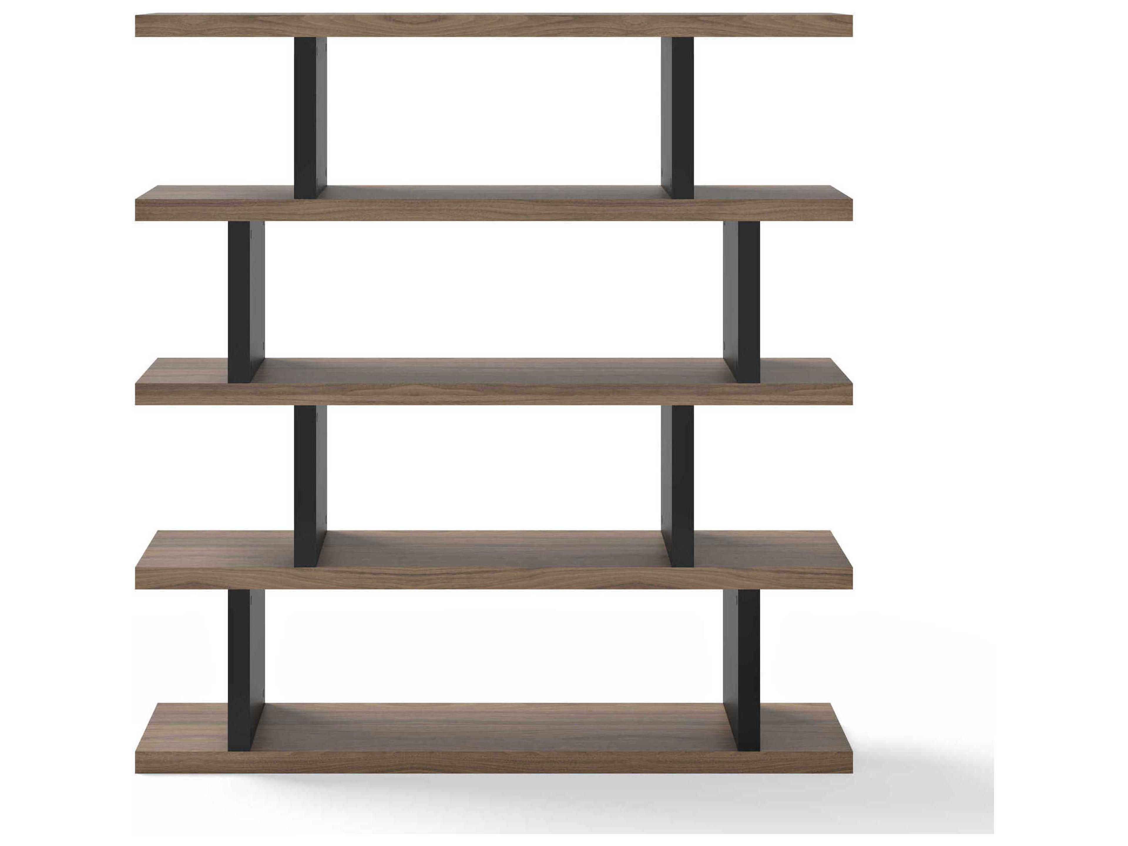 TemaHome Step Melamine Walnut & Pure Black Bookcase