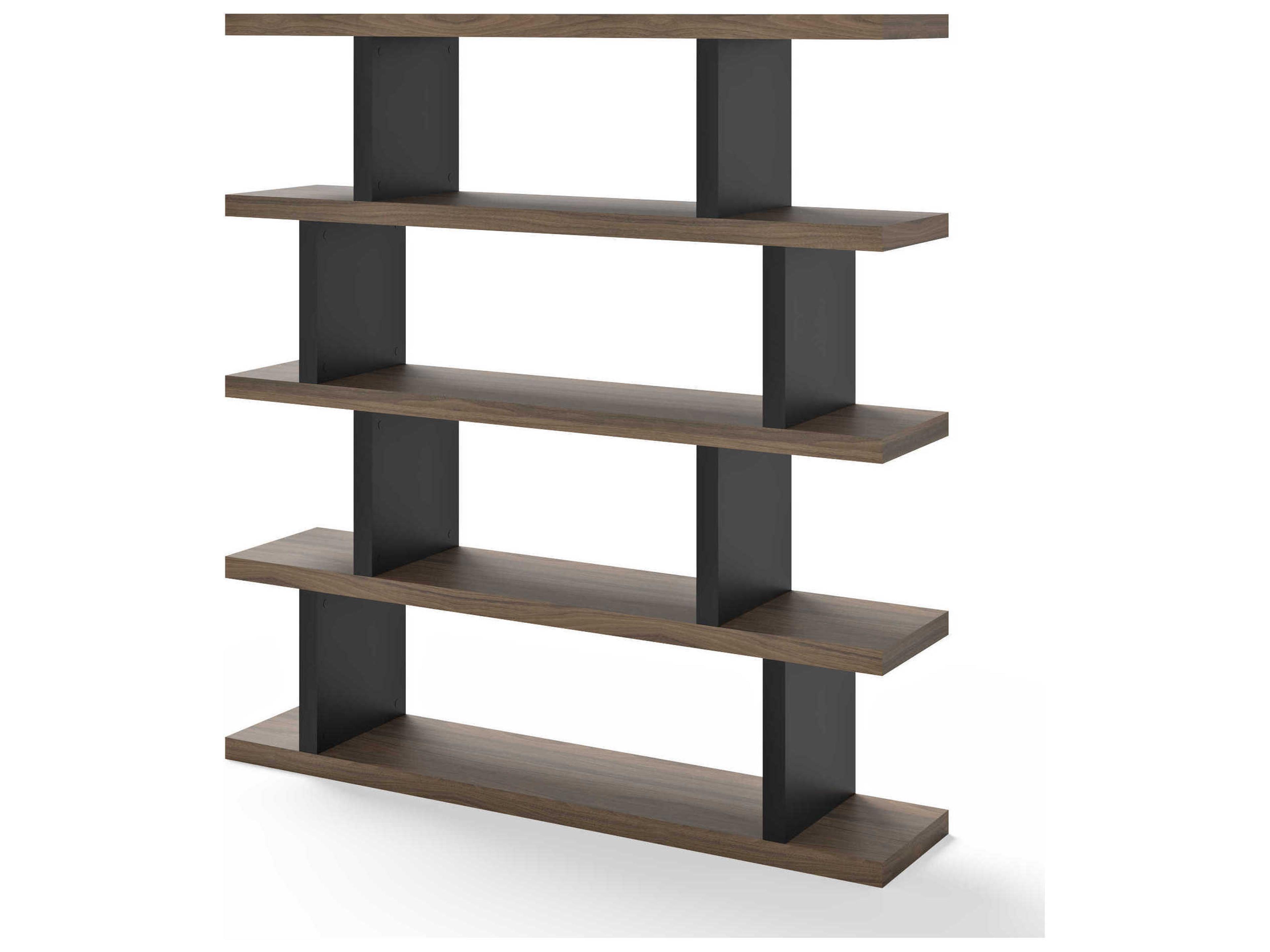Step Melamine Walnut & Pure Black Bookcase