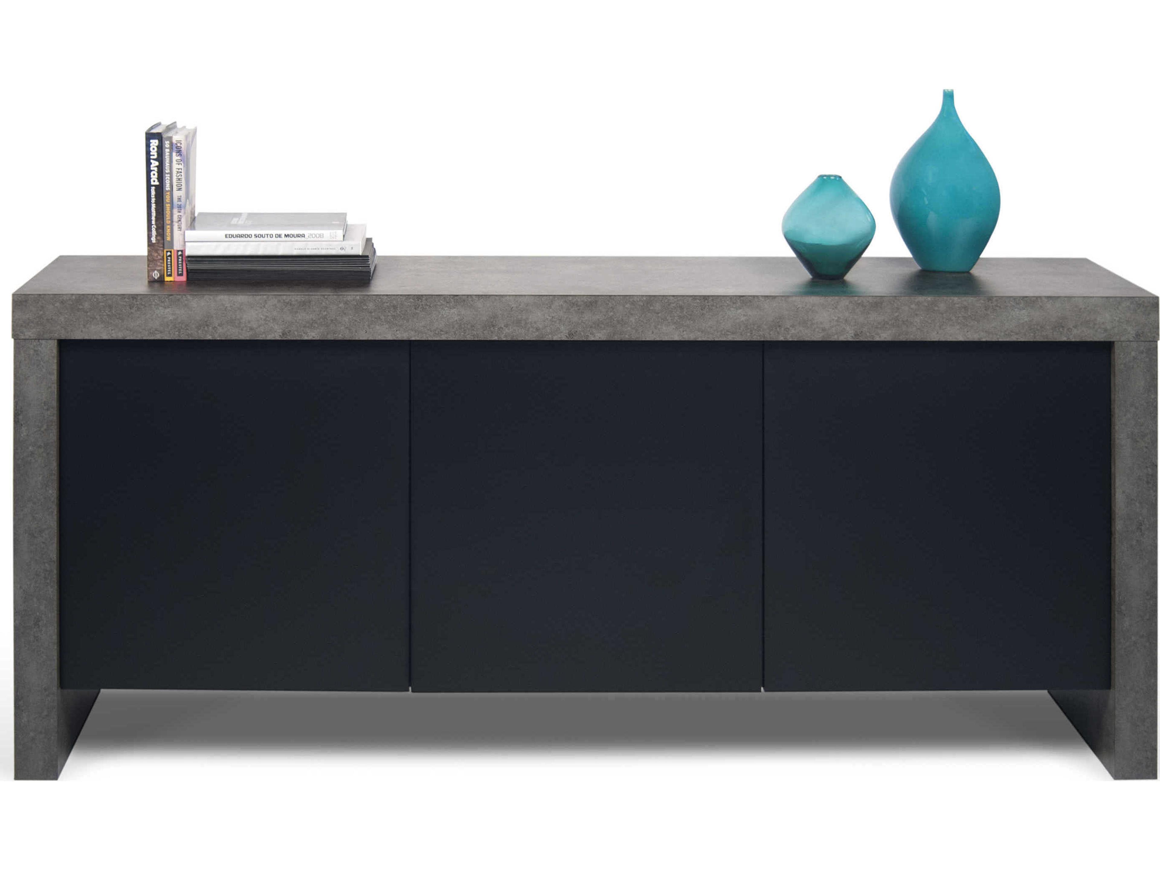 TemaHome Kobe 74" Concrete Black Sideboard