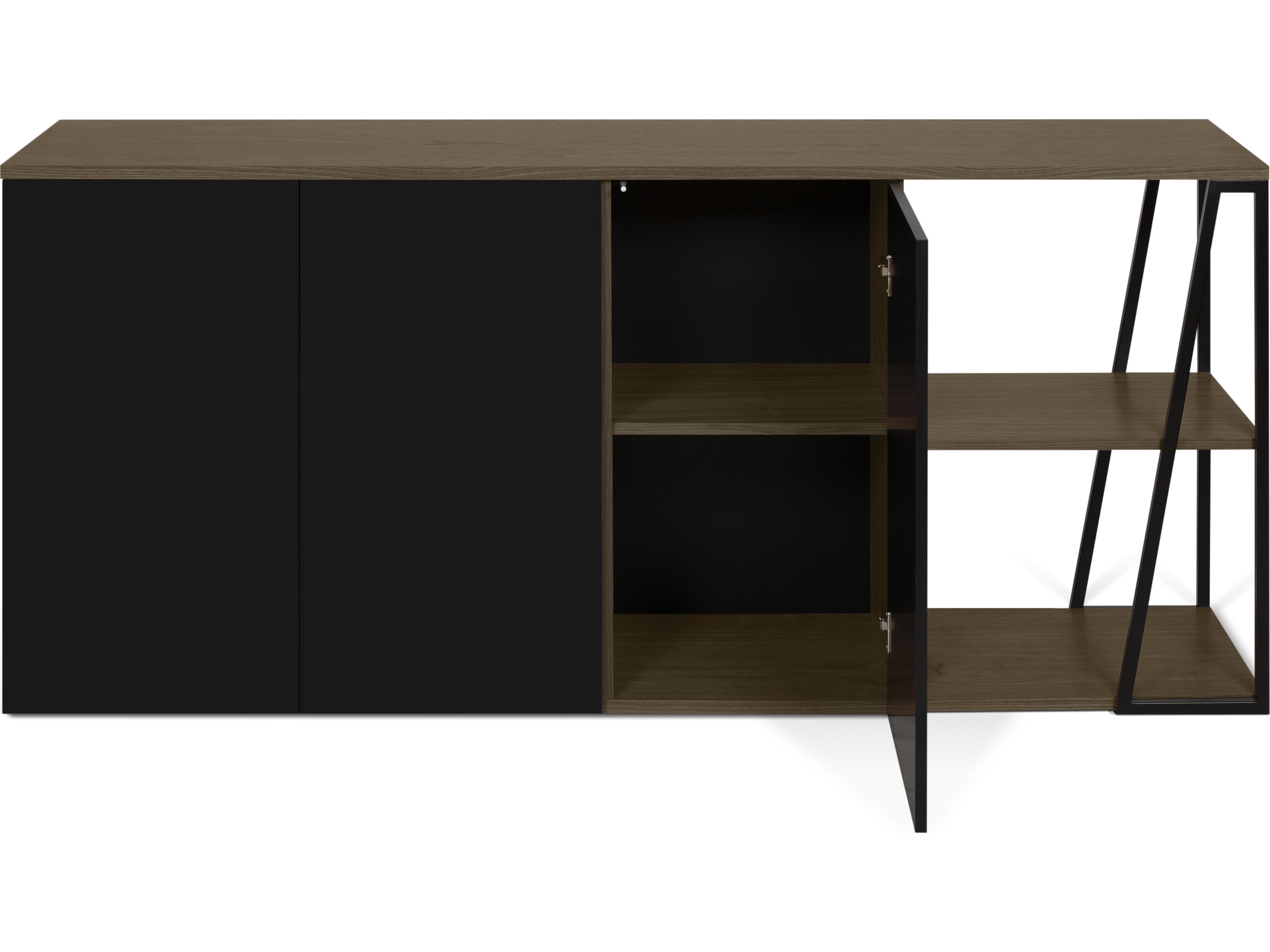 TemaHome Albi 75" Walnut Wood And Black Steel Sideboard