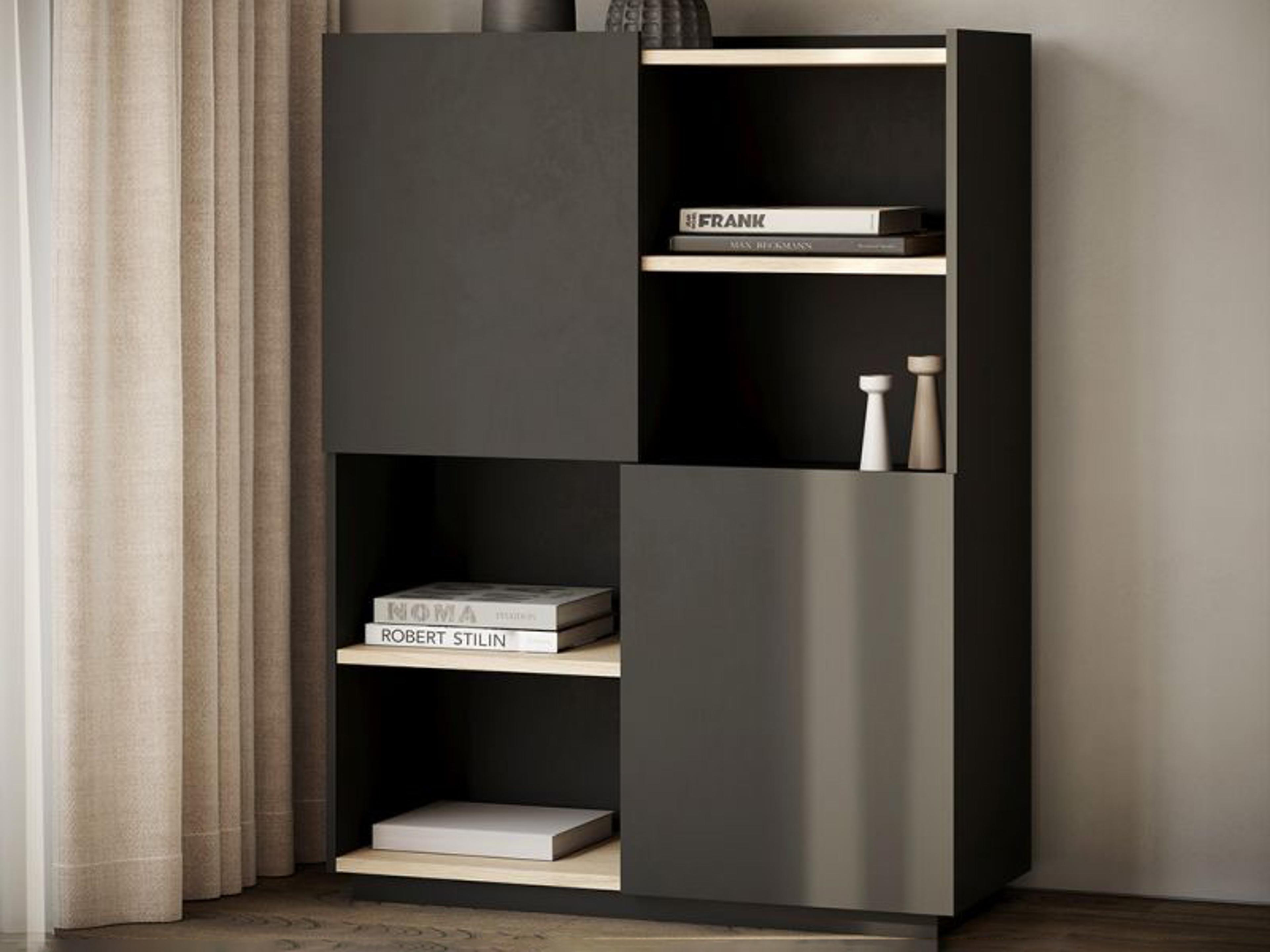 TemaHome Nina Light Oak Pure Black File Cabinet
