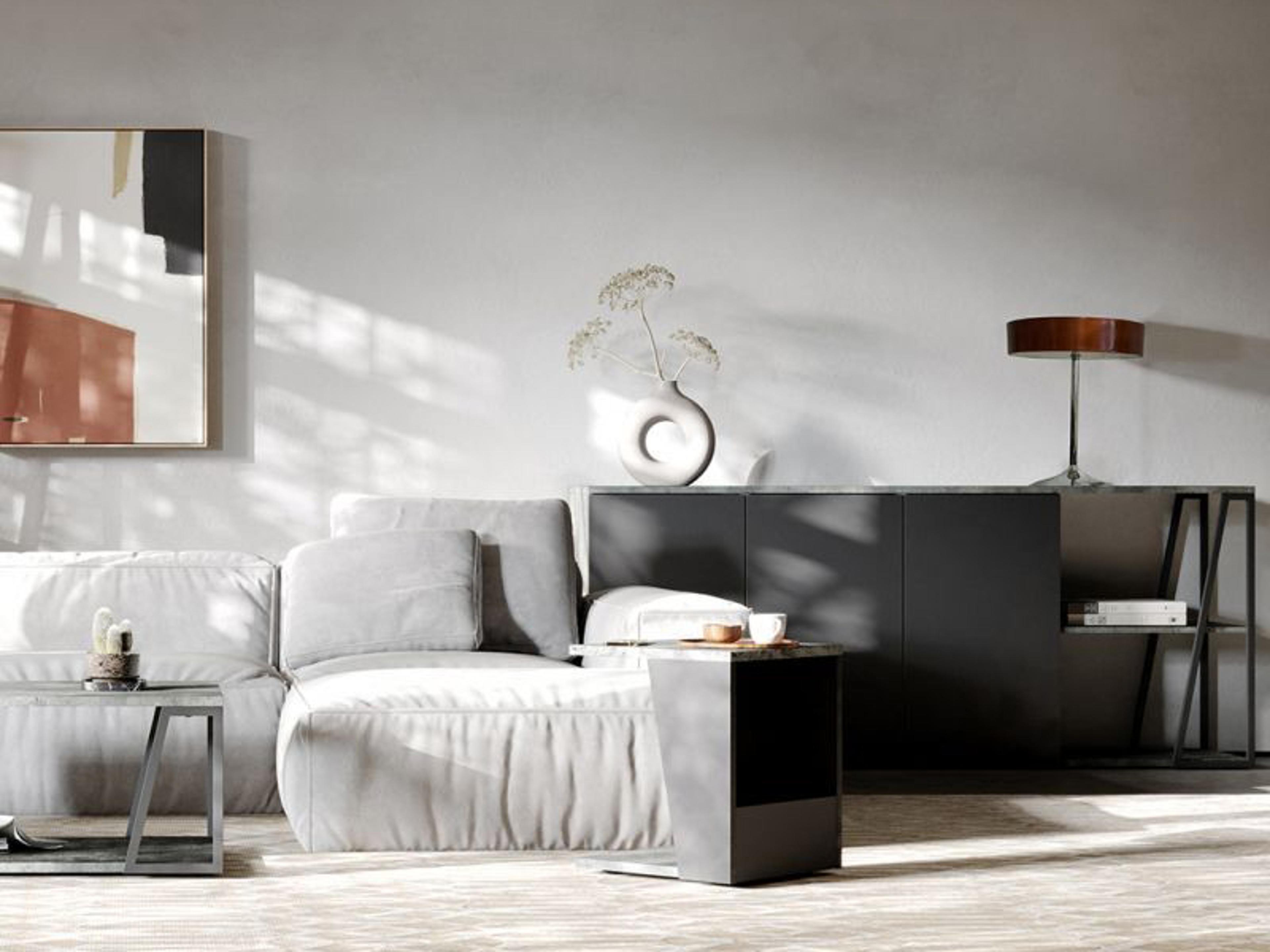 TemaHome Albi 75" Walnut Wood Concrete Look Black Sideboard