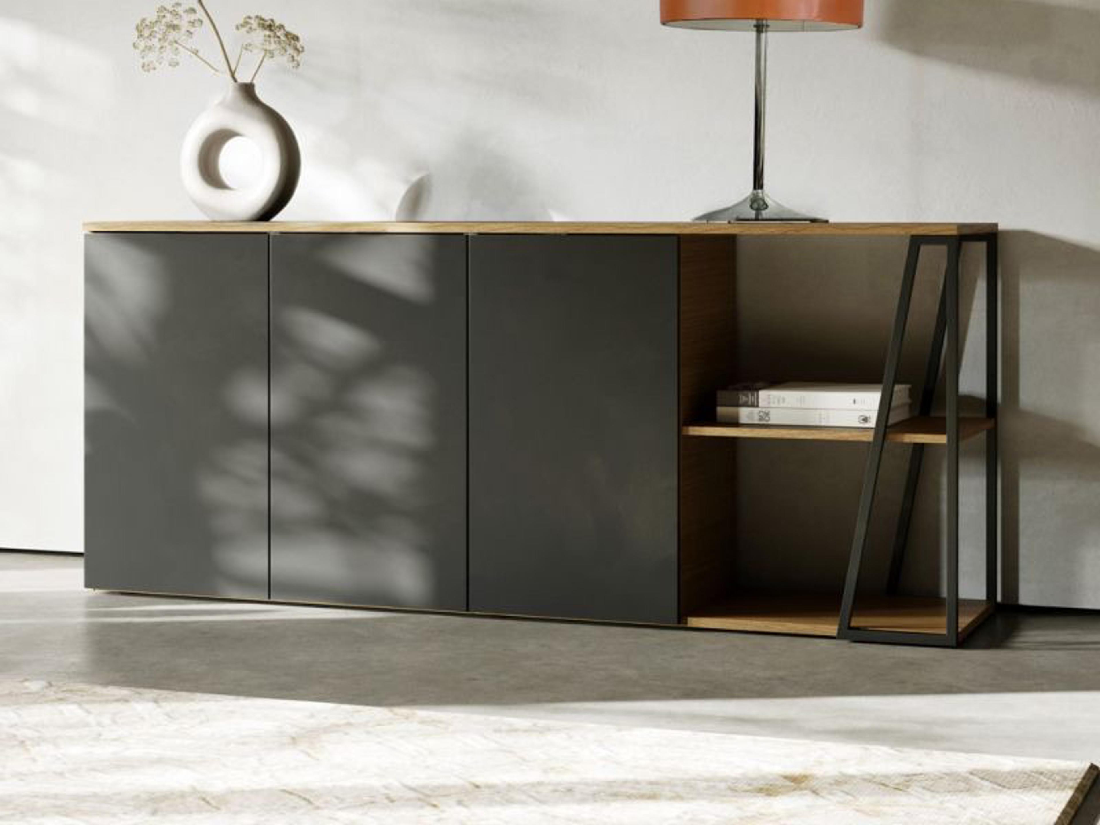 TemaHome Albi 75" Oak Wood Light Black Sideboard