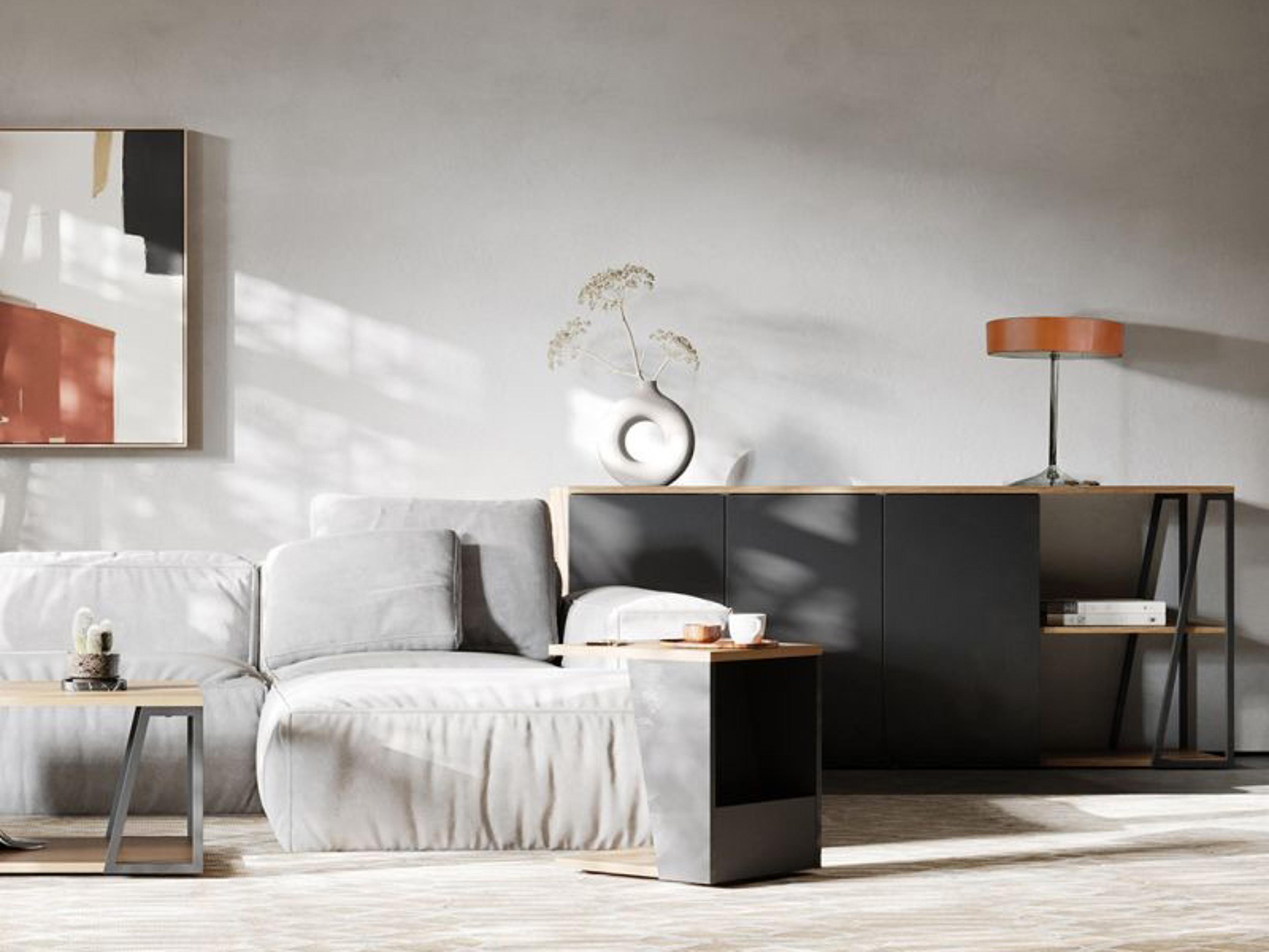 TemaHome Albi 75" Oak Wood Light Black Sideboard