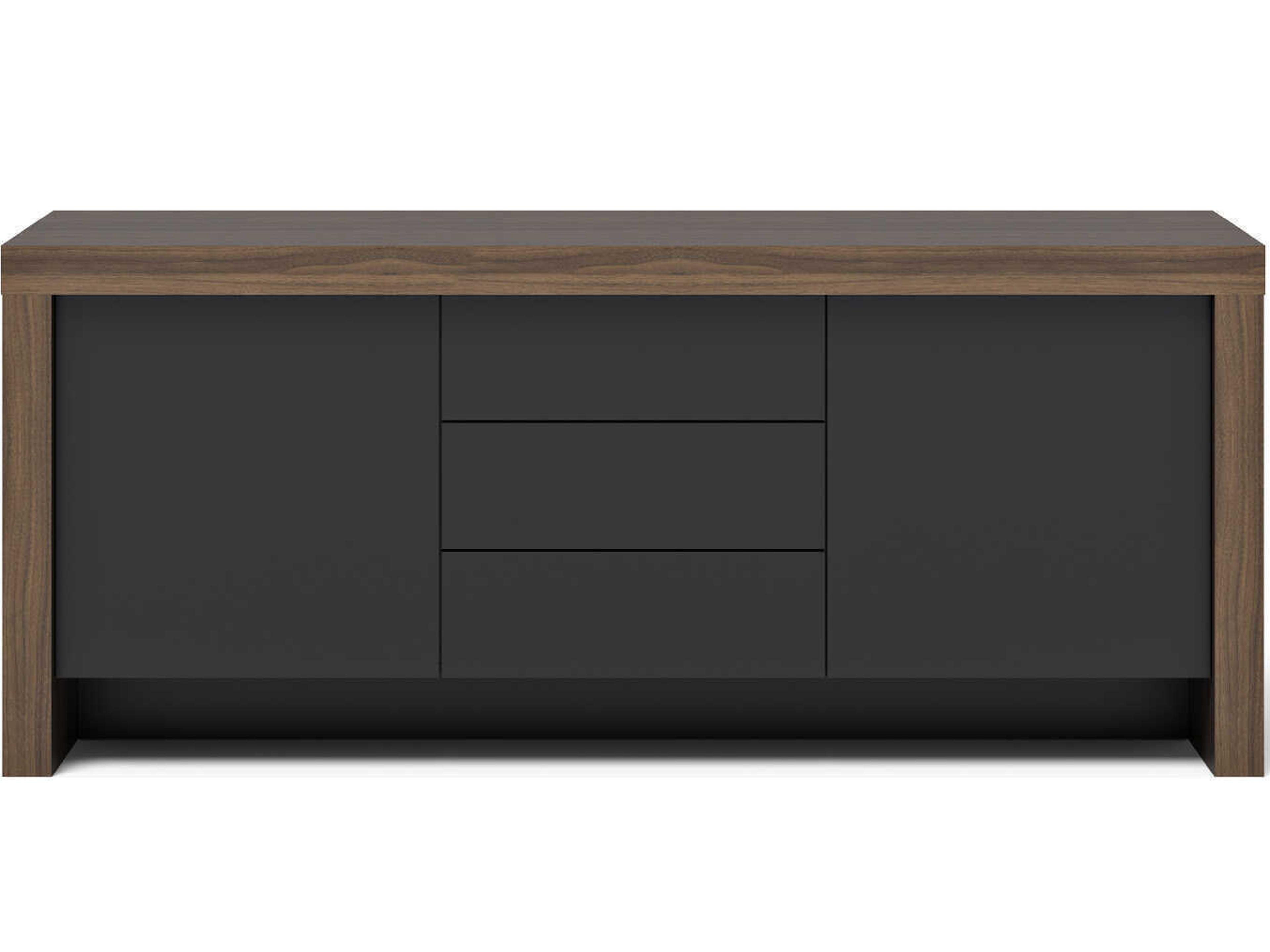 TemaHome Kobe 74" Melamine Walnut & Pure Black Sideboard