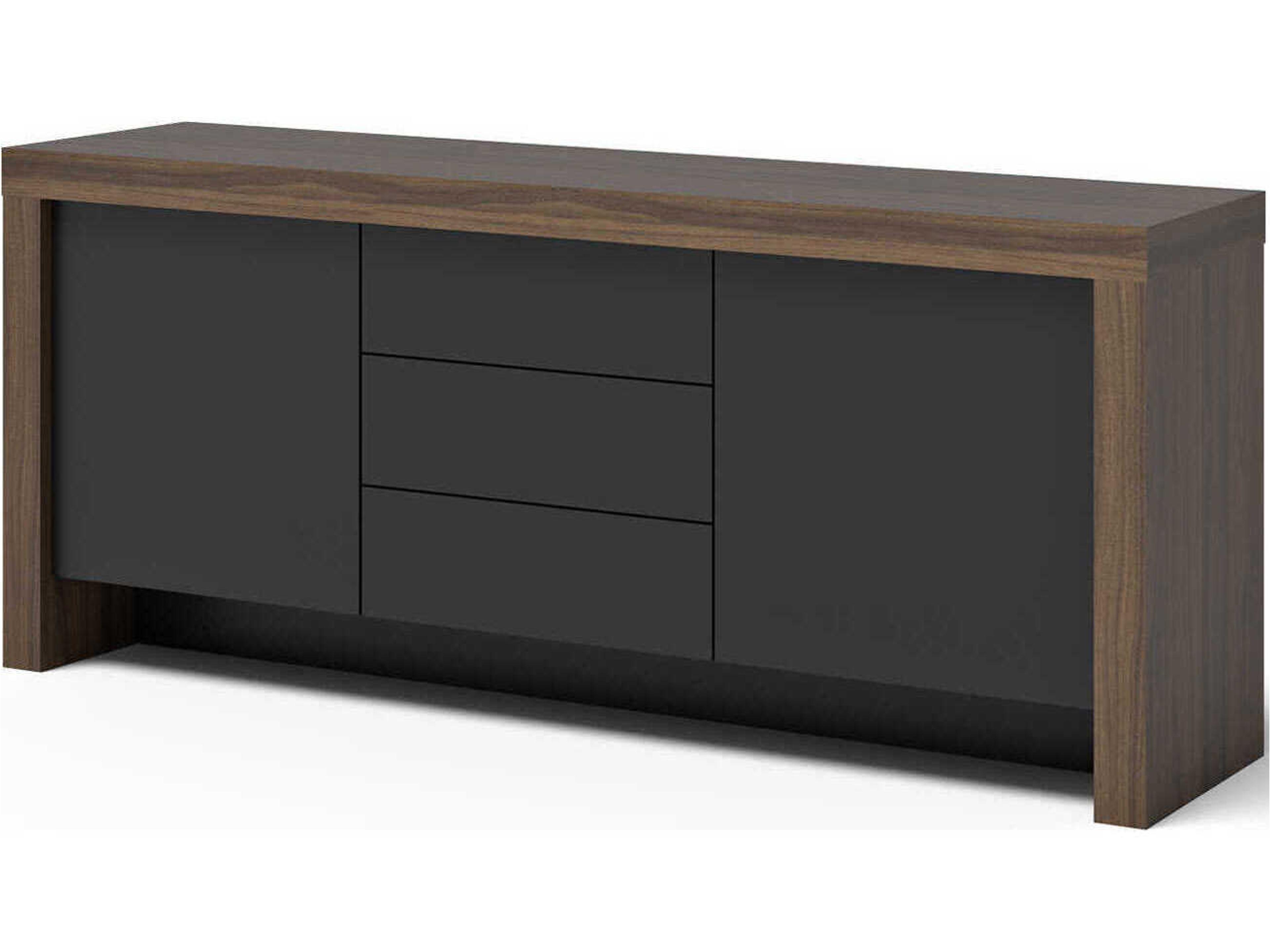 Kobe 74" Melamine Walnut & Pure Black Sideboard