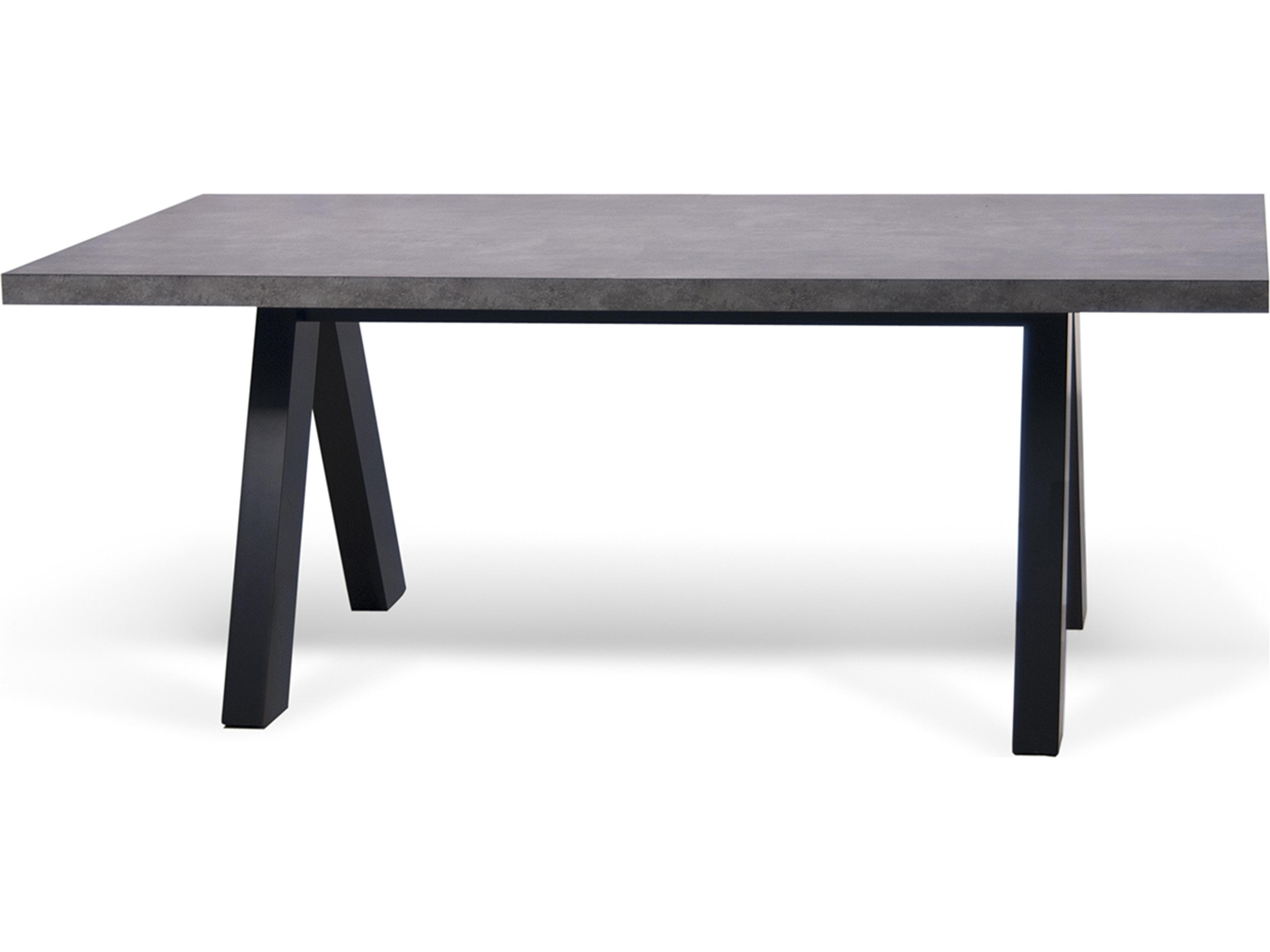 TemaHome Apex Rectangular Faux Stone Concrete Look Pure Black Dining Table