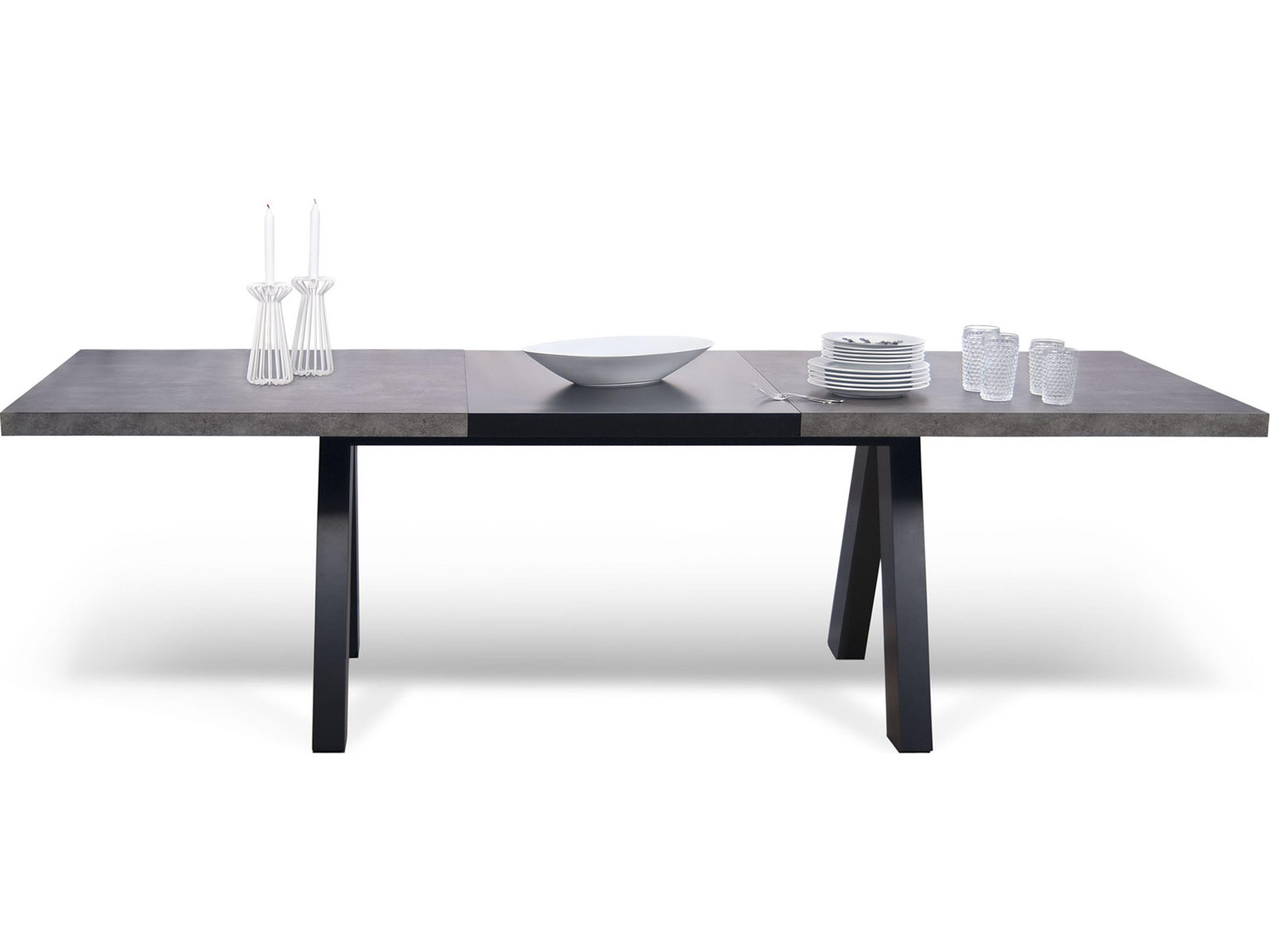 TemaHome Apex Rectangular Faux Stone Concrete Look Pure Black Dining Table