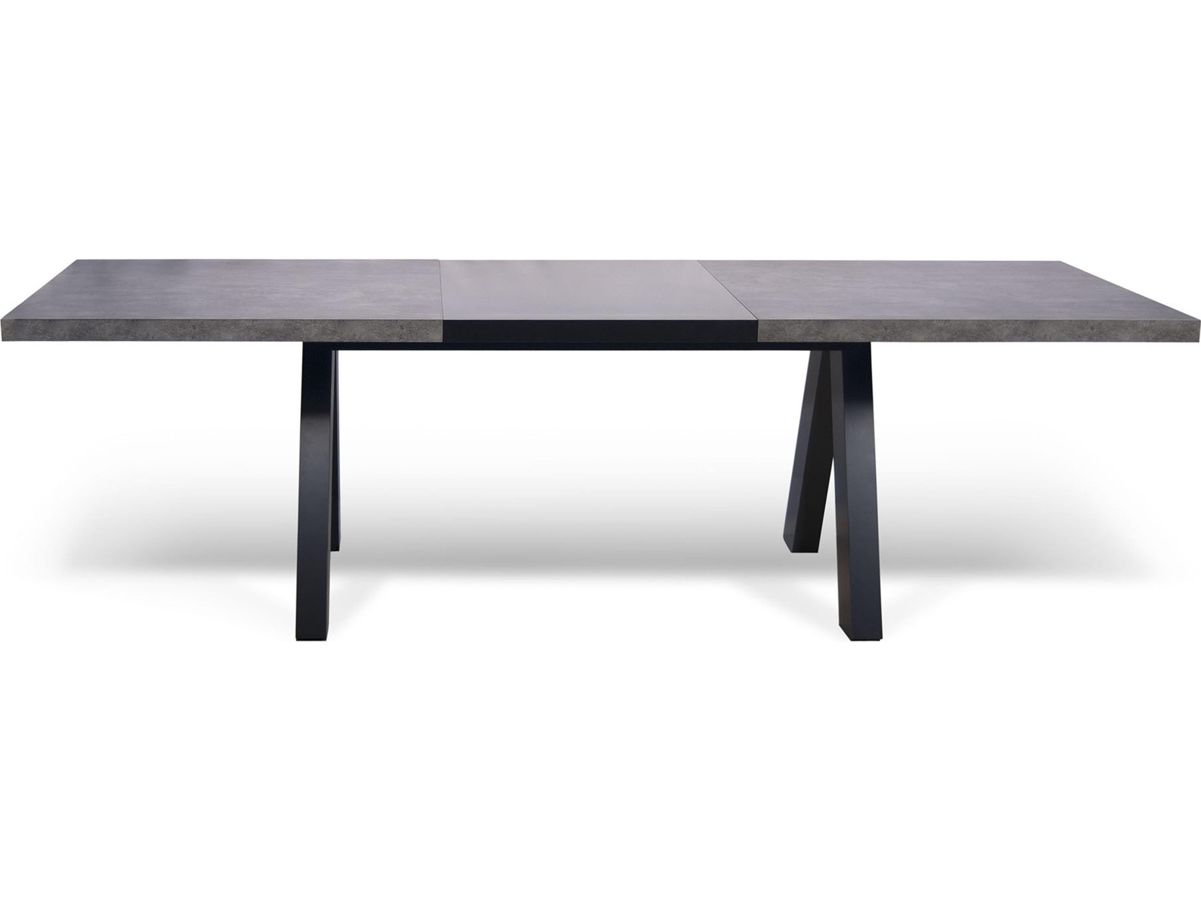 TemaHome Apex Rectangular Faux Stone Concrete Look Pure Black Dining Table
