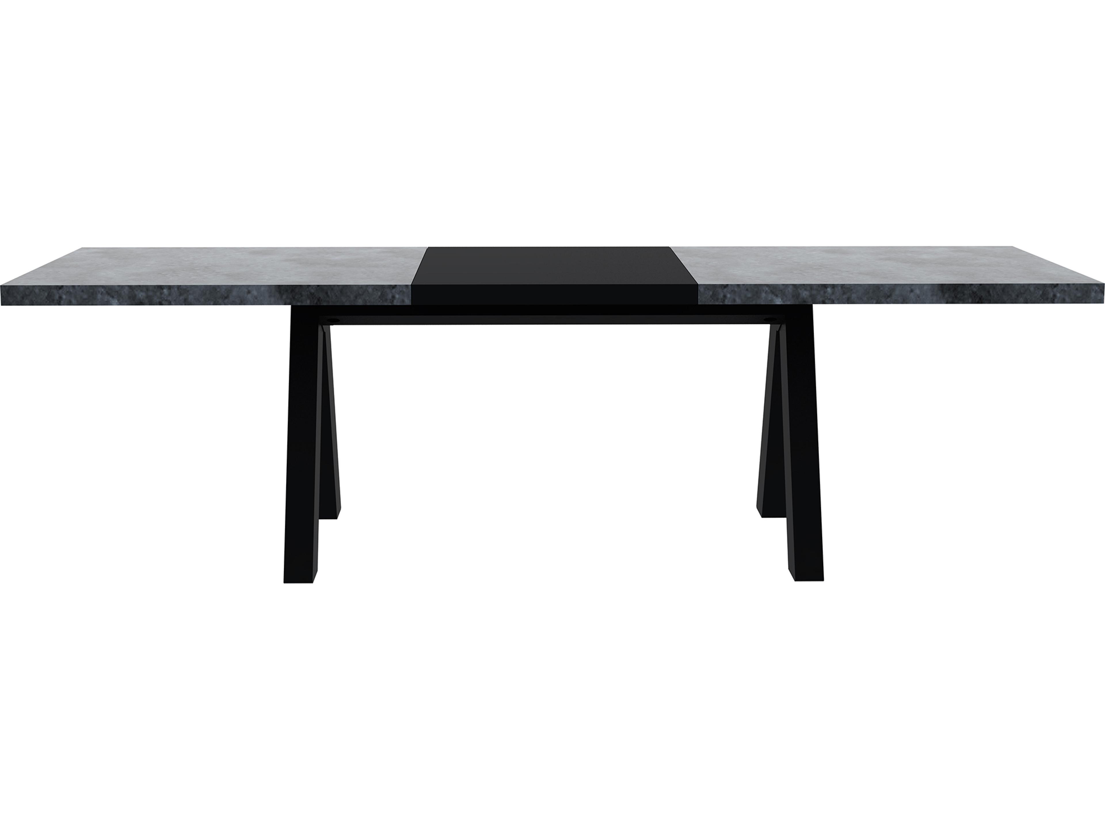 TemaHome Apex Rectangular Faux Stone Concrete Look Pure Black Dining Table