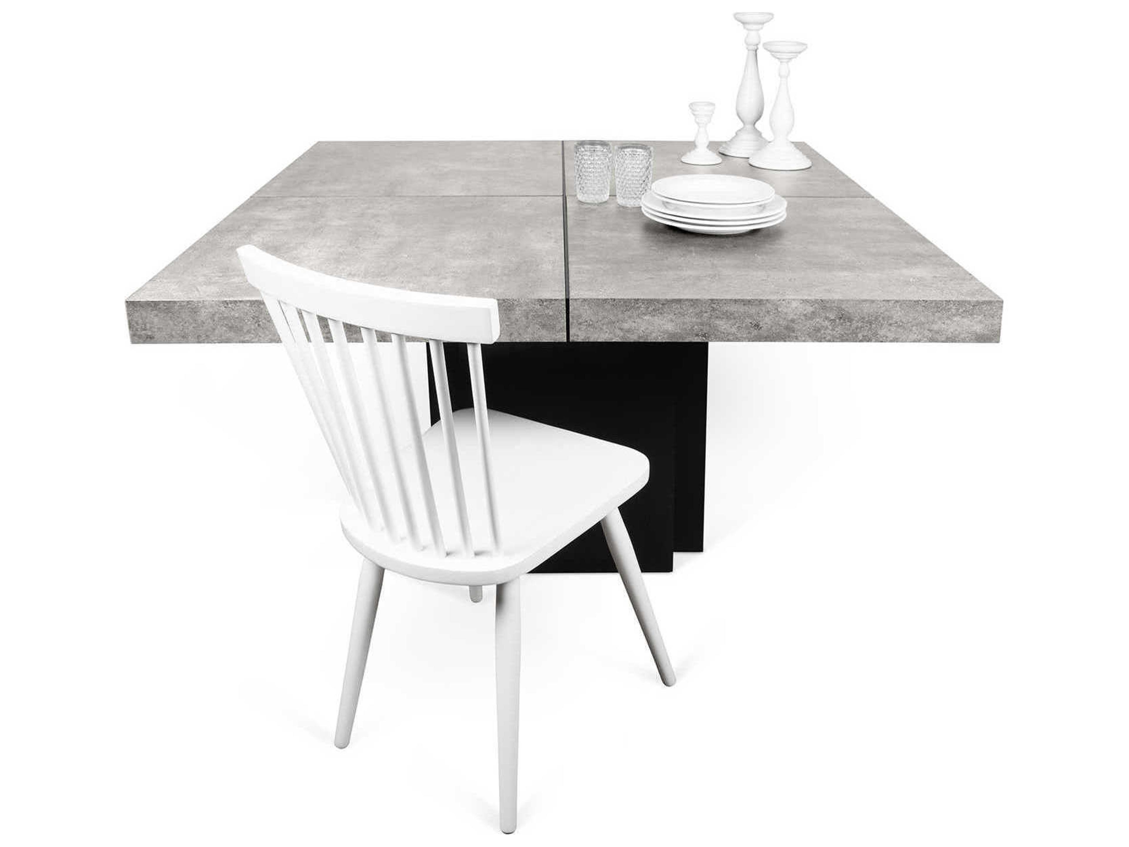 TemaHome Dusk Square Wood Concrete Look Pure Black Dining Table