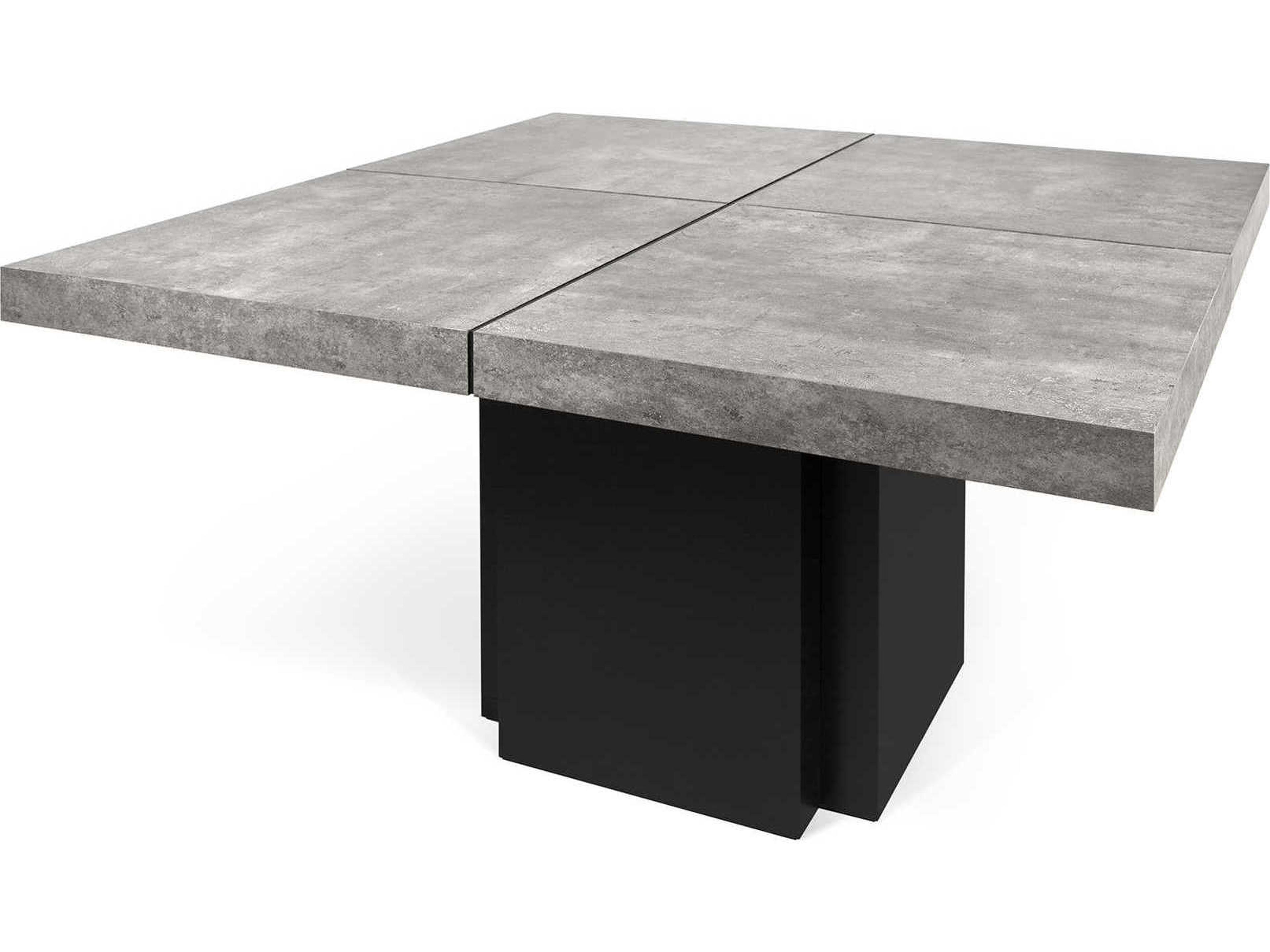 TemaHome Dusk Square Wood Concrete Look Pure Black Dining Table