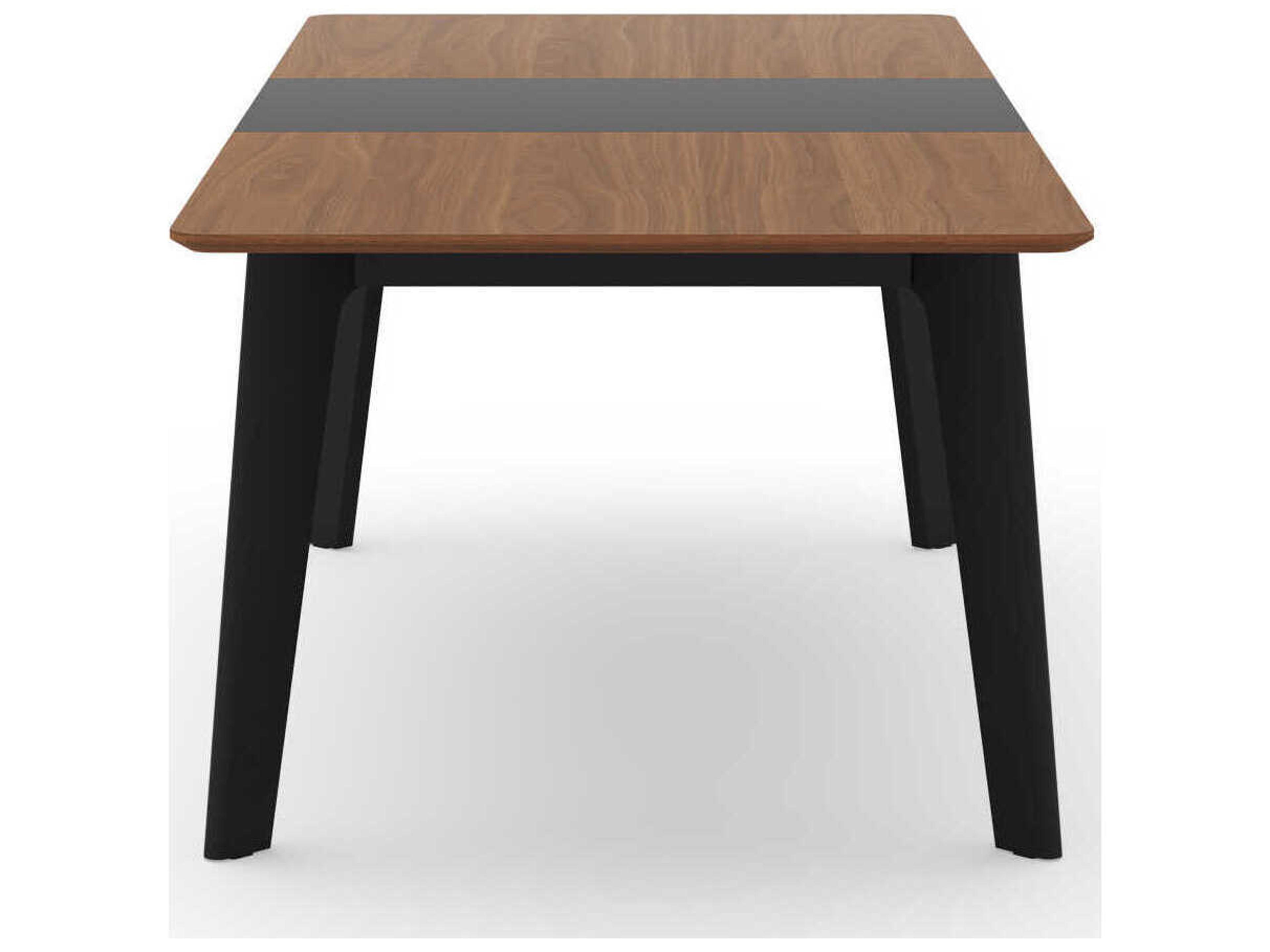 TemaHome Shadow Rectangular Wood Walnut & Black Steel Dining Table