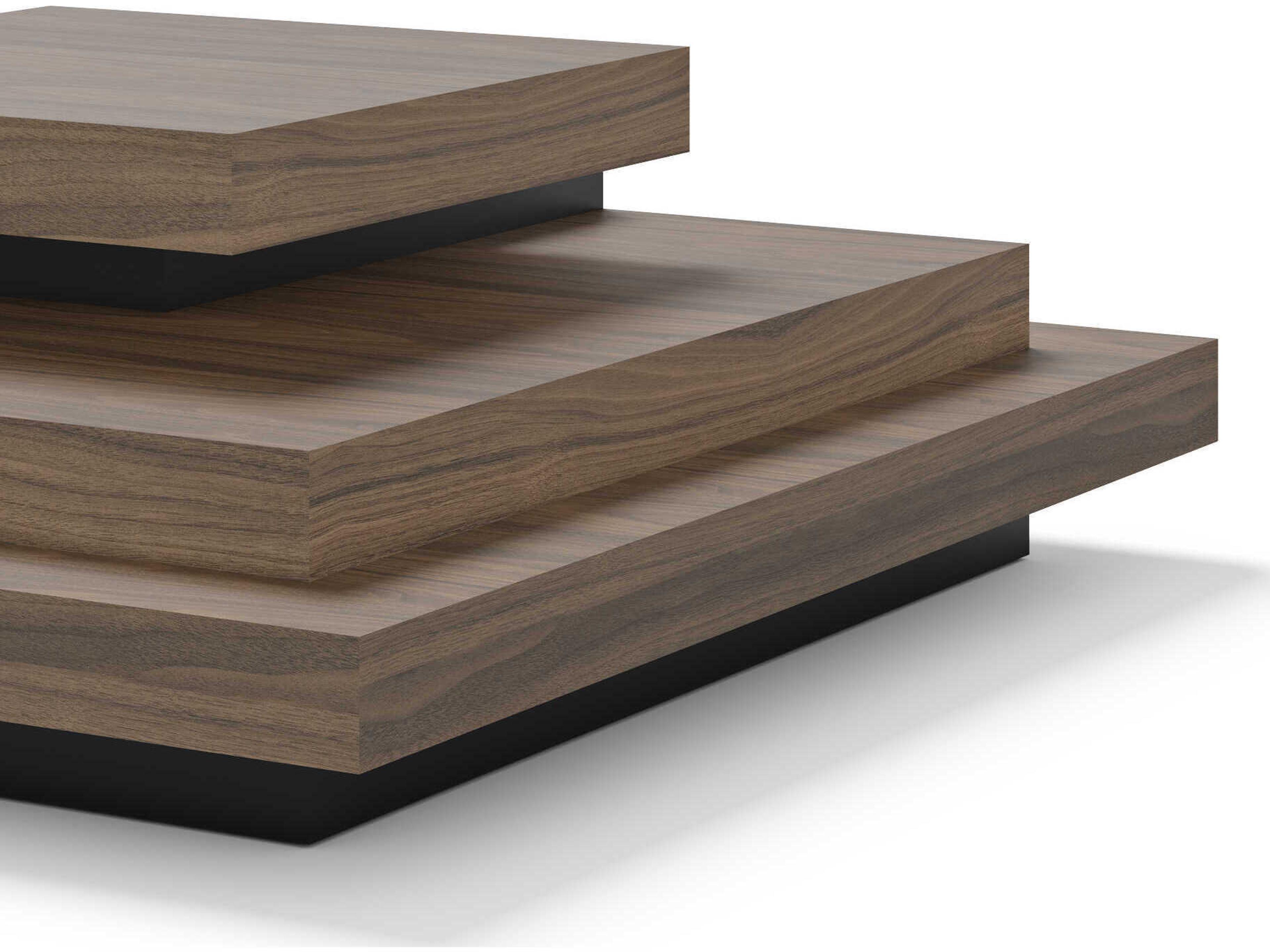TemaHome Slate Square Wood Melamine Walnut & Pure Black Coffee Table