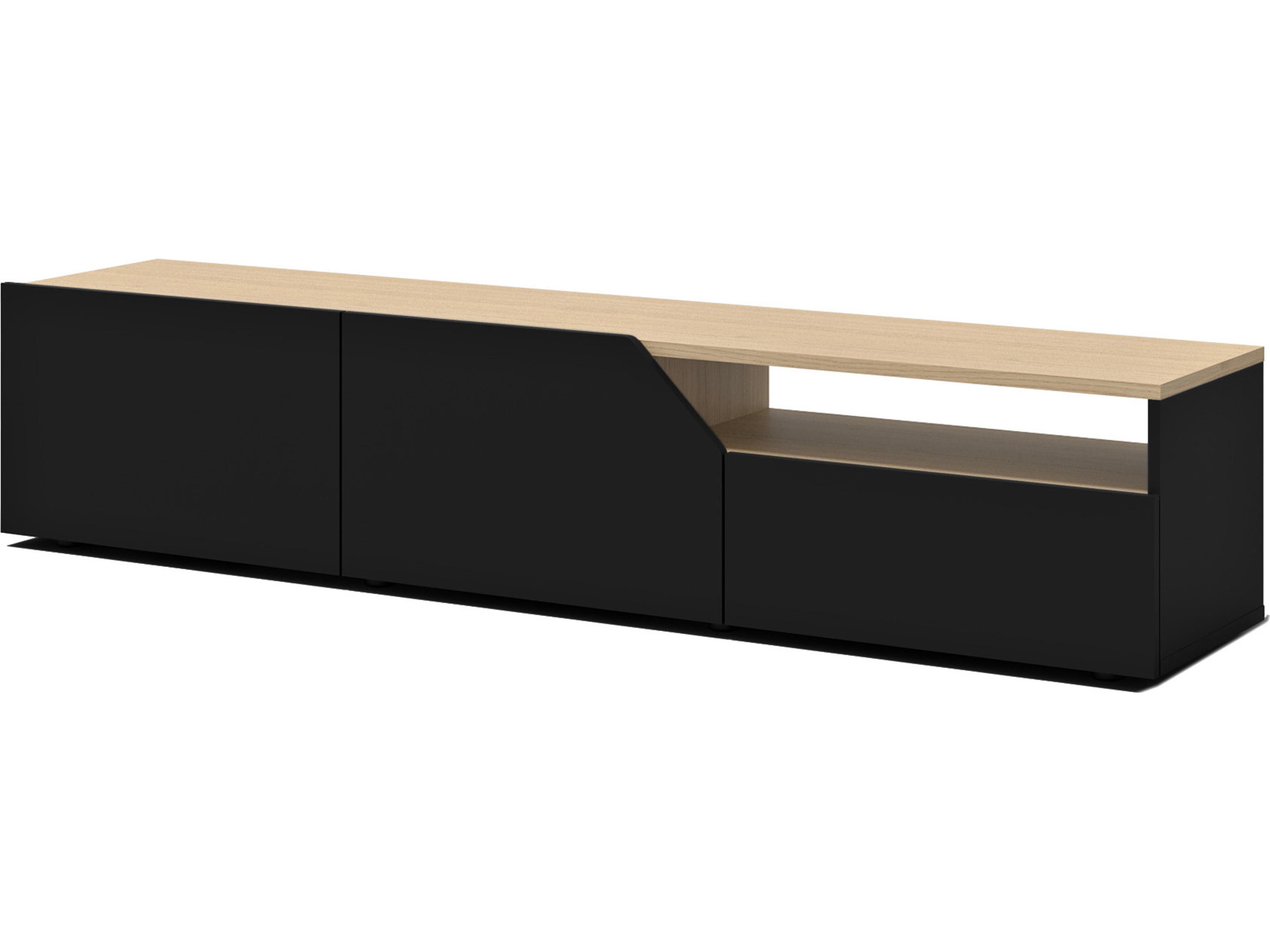 TemaHome Verone 70" Light Oak & Pure Black Media Console