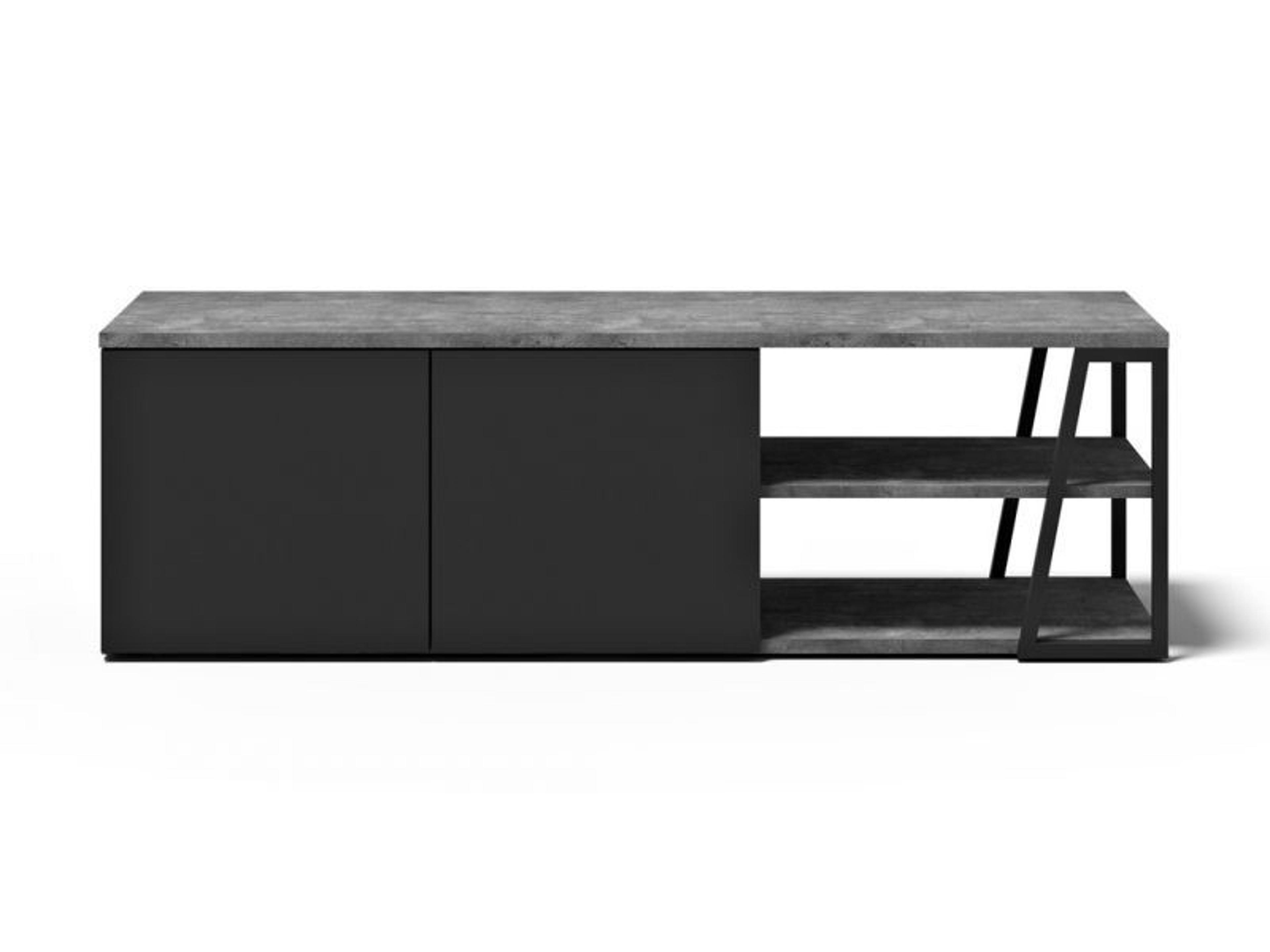 TemaHome Albi 74" Walnut Wood Concrete Look Black TV Stand