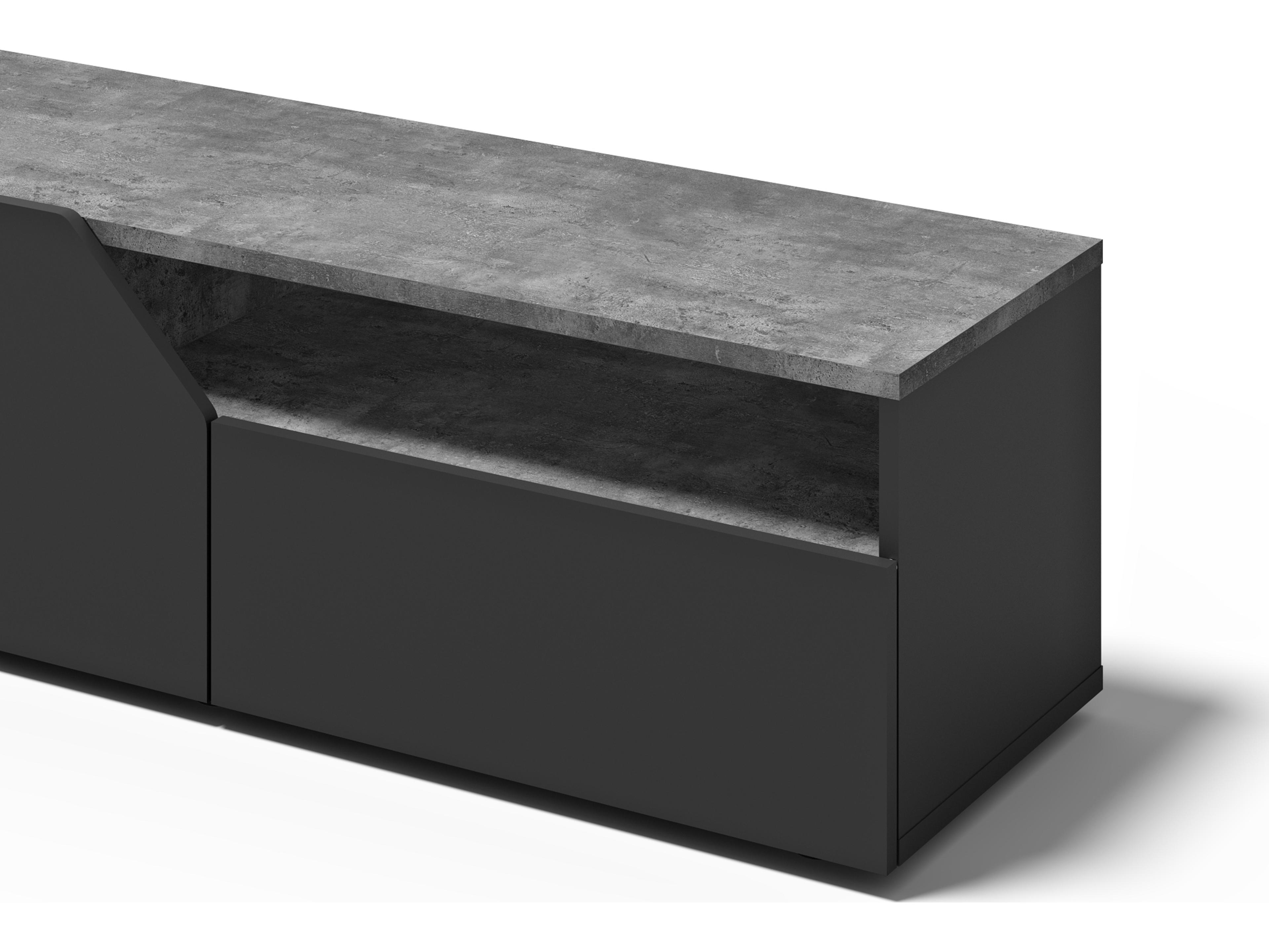 TemaHome Verone 70" Concrete Look & Pure Black Media Console