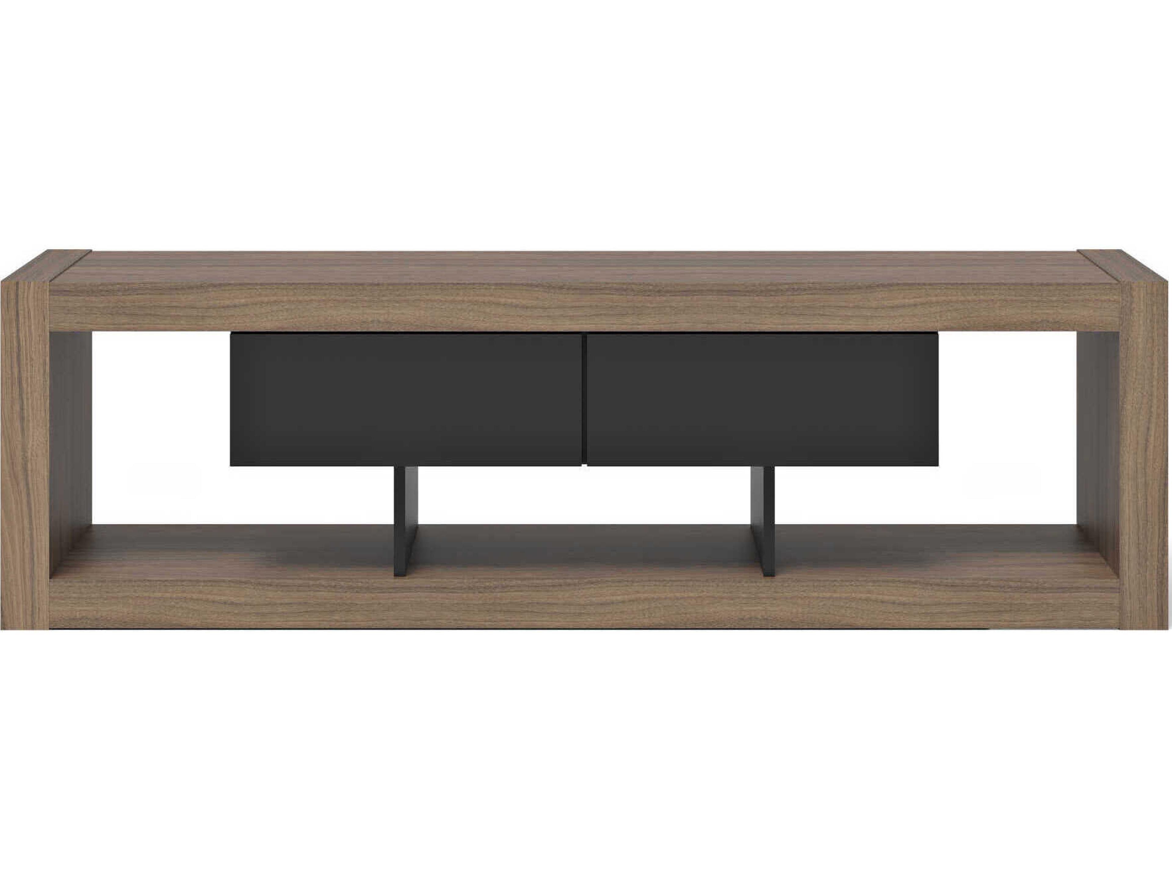 TemaHome Nara 68" Melamine Walnut & Pure Black Media Console