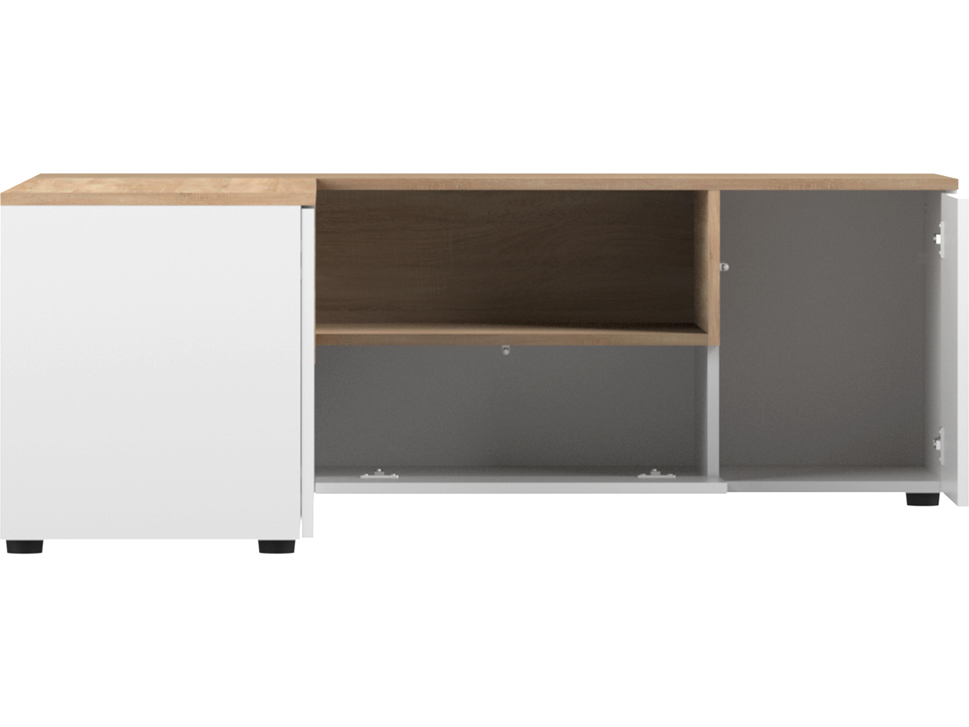 TemaHome Angle 51" Melamine White & Natural Oak Media Console