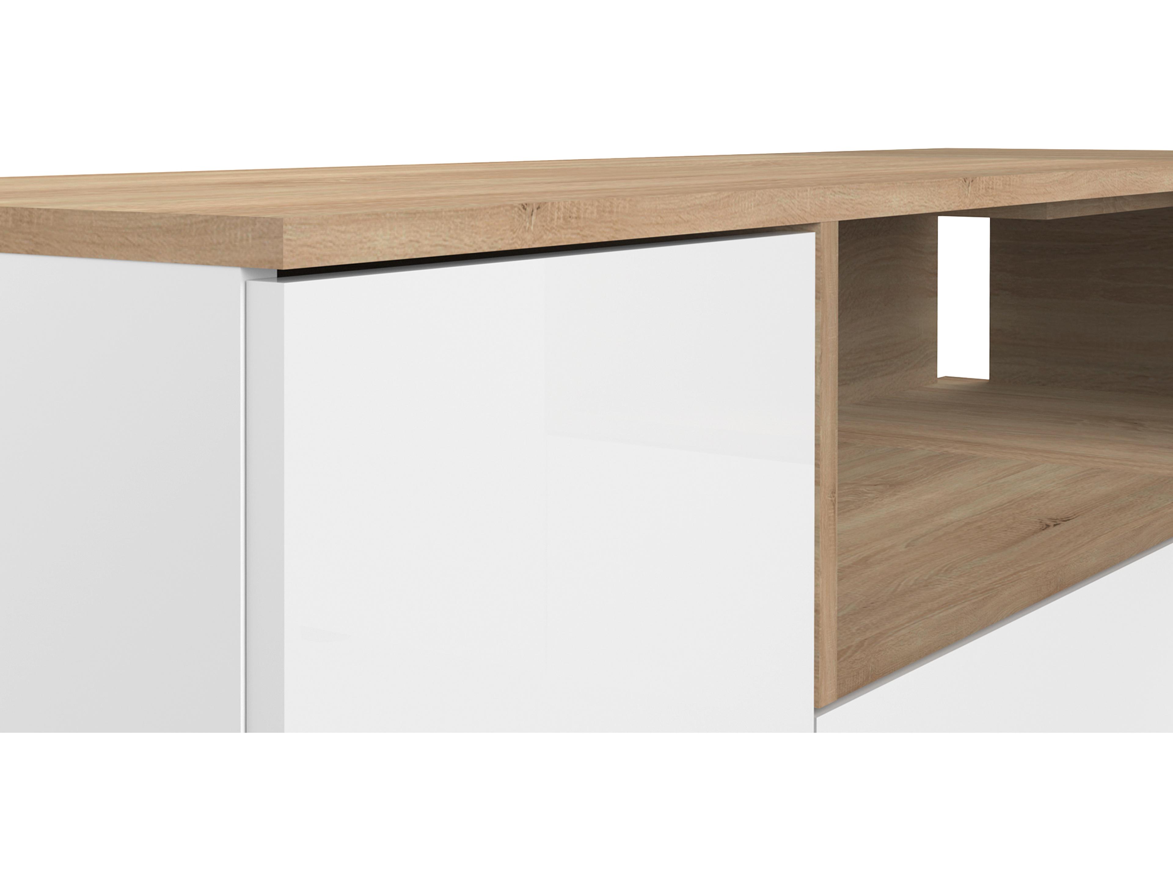 TemaHome Angle 51" Melamine White & Natural Oak Media Console