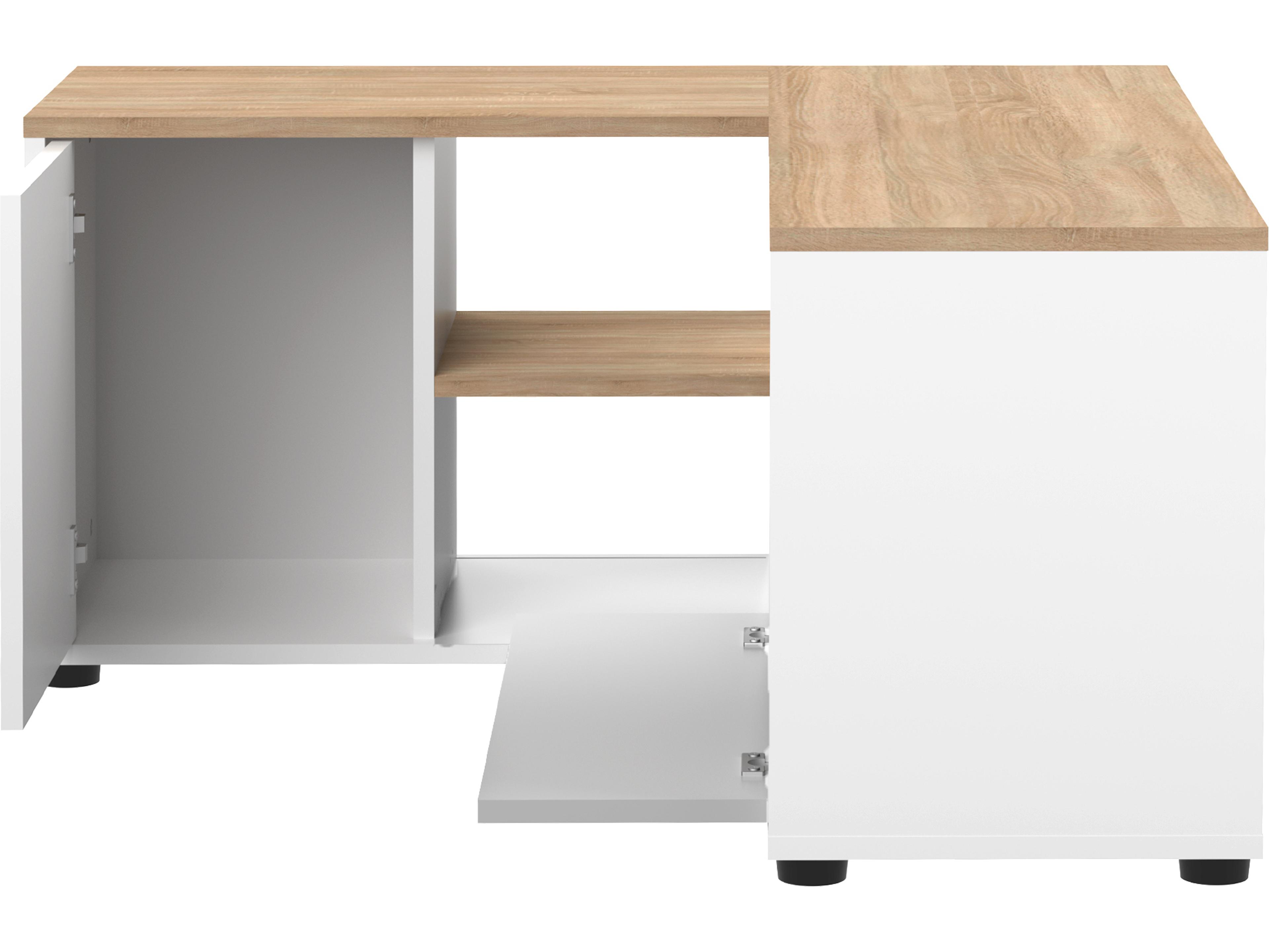 TemaHome Angle 35" Oak Wood White Natural Color Media Console