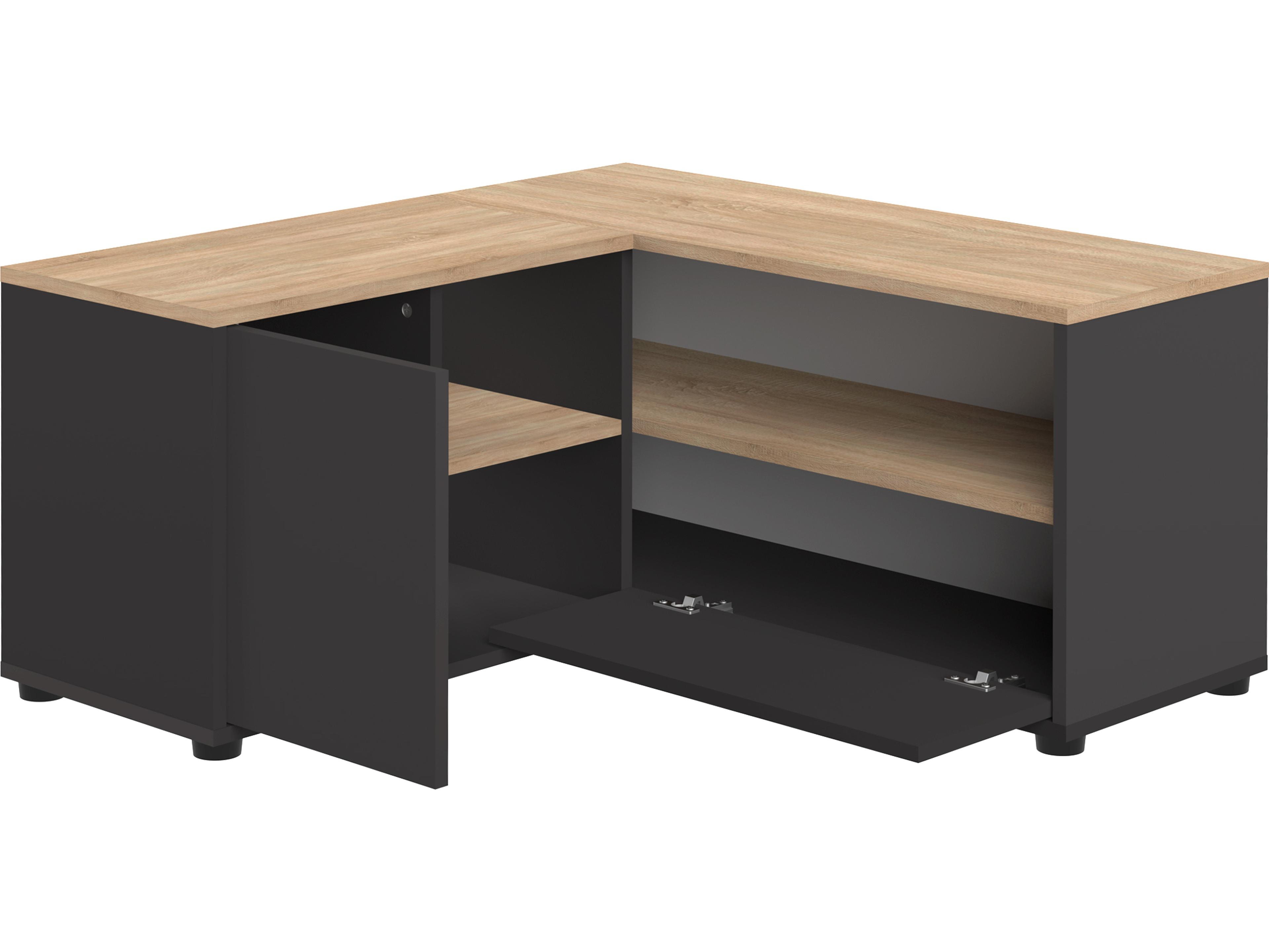 TemaHome Angle 35" Oak Wood Black Natural Color Media Console